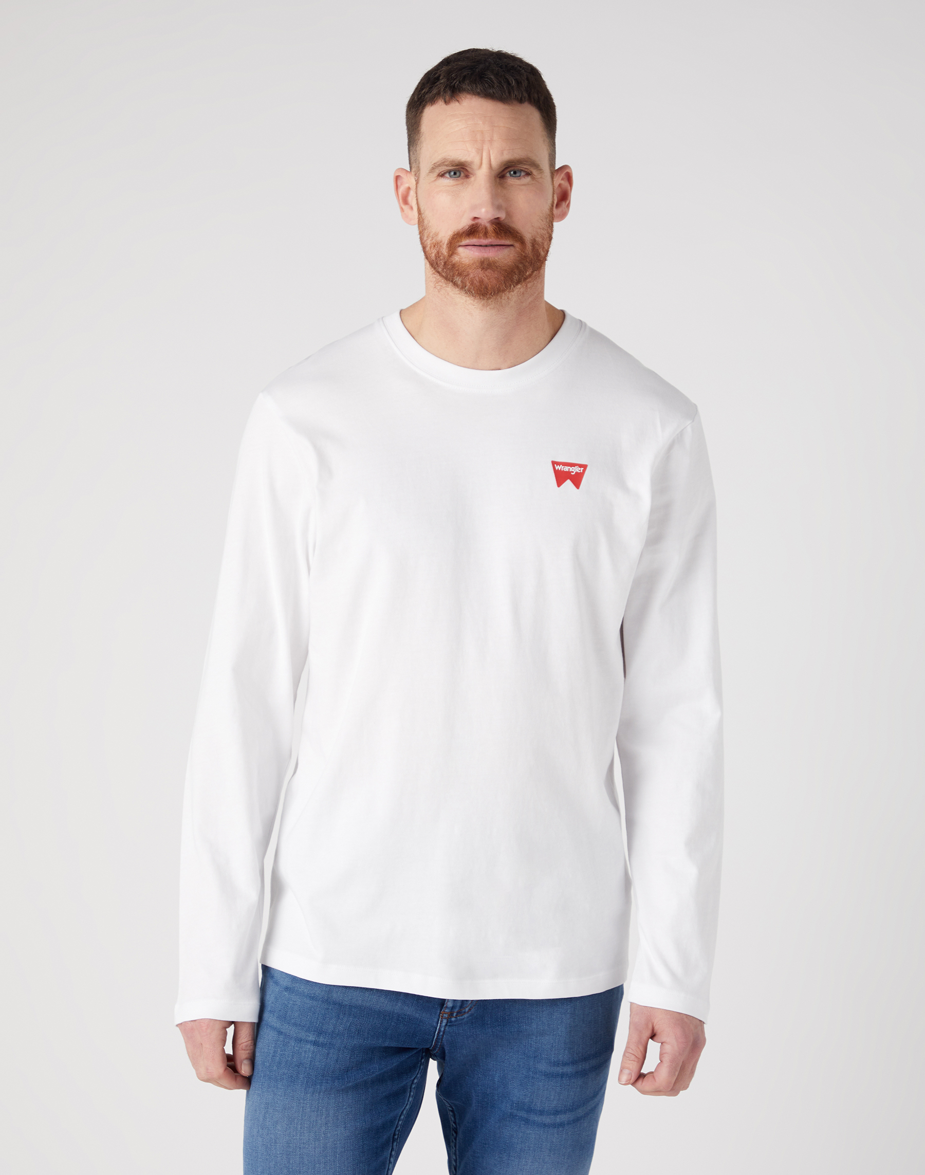 Pánské triko dlouhý rukáv WRANGLER W70KEE989 112341138 LS SIGN OFF TEE White Velikost: XL