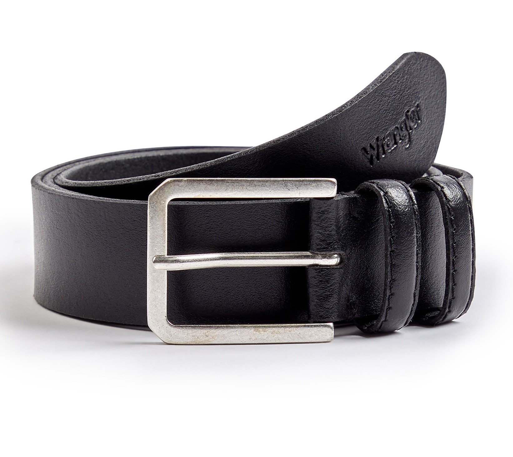 Kožený opasek WRANGLER W0N4US100 112344035 SLIM BELT Black Velikost: 110 cm
