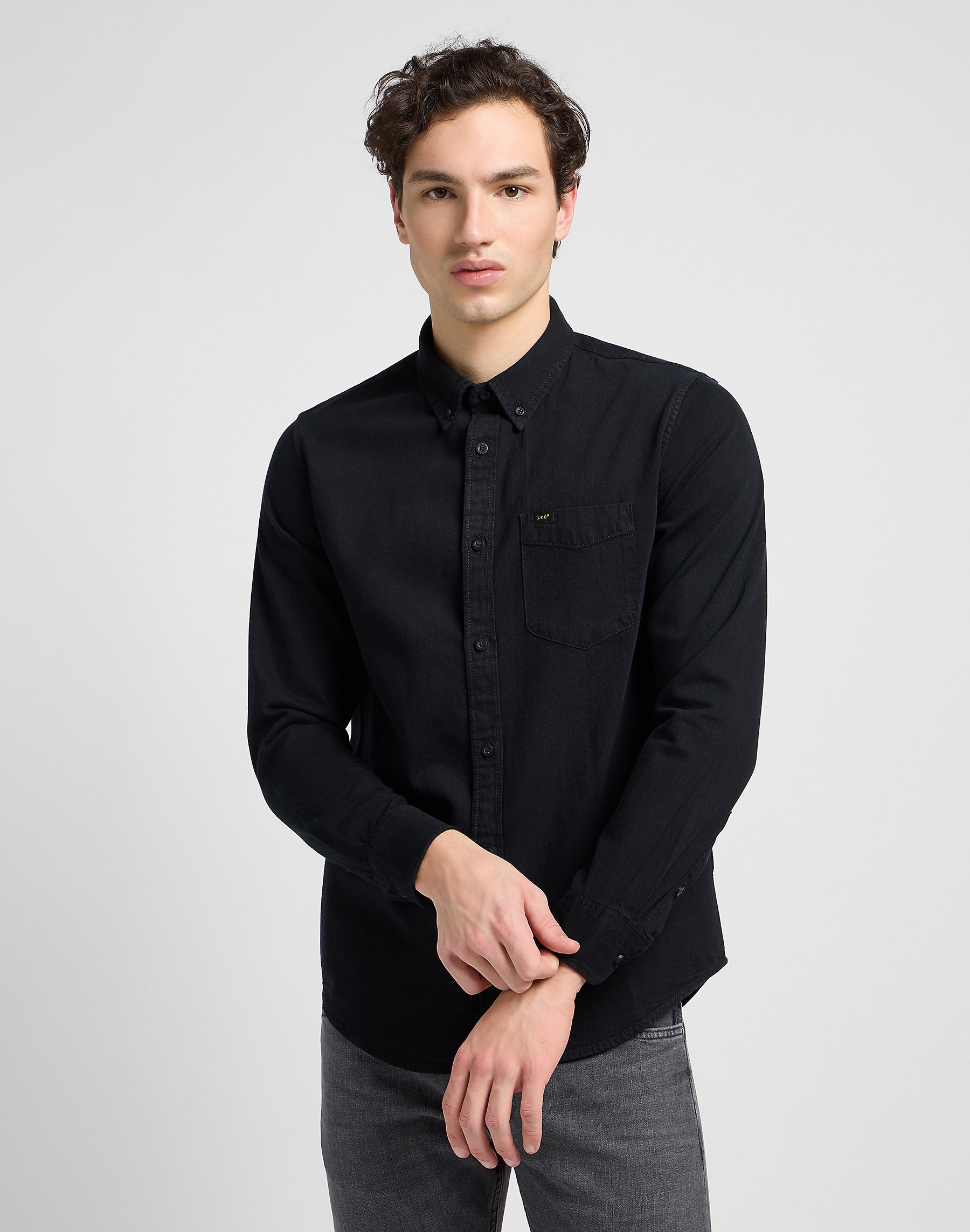Pánská košile LEE L880BL01 112330674 LEE BUTTON DOWN Black Velikost: 5XL
