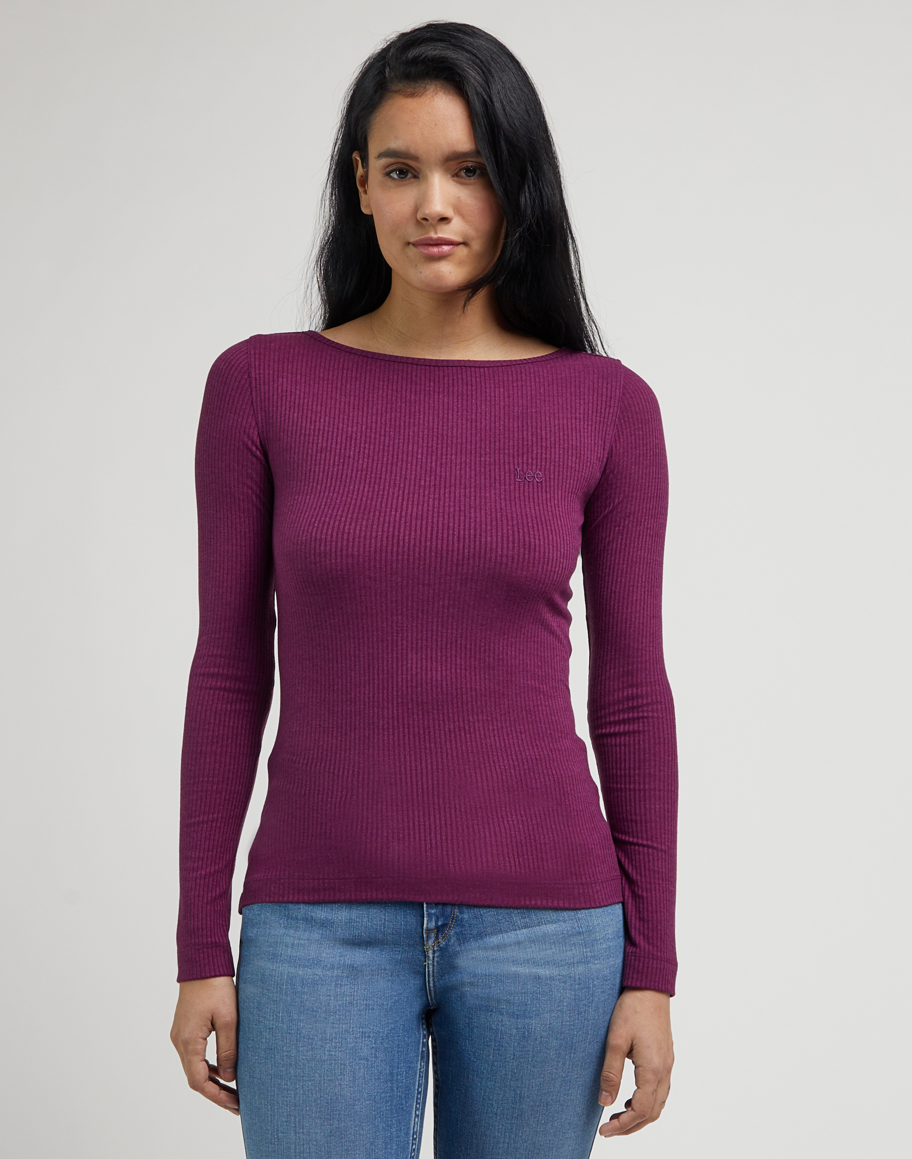 Dámské tričko dlouhý rukáv LEE LQ59IPA91 112341579 LS BOAT NECK TEE Foxy Violet Velikost: S