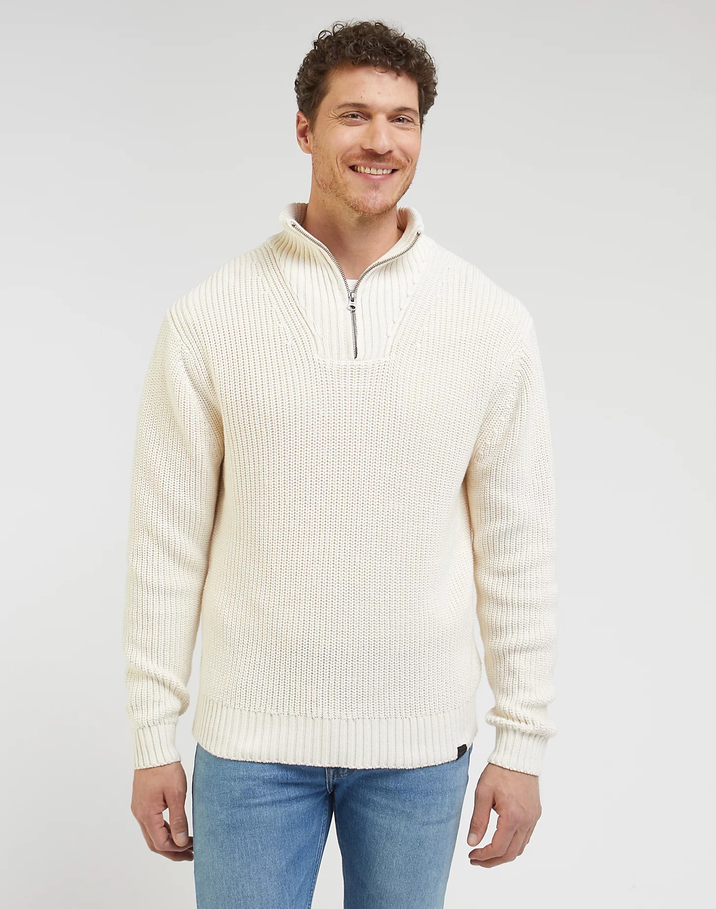 Pánský svetr LEE L83YDENQ 112341695 HALF ZIP KNIT Ecru Velikost: L