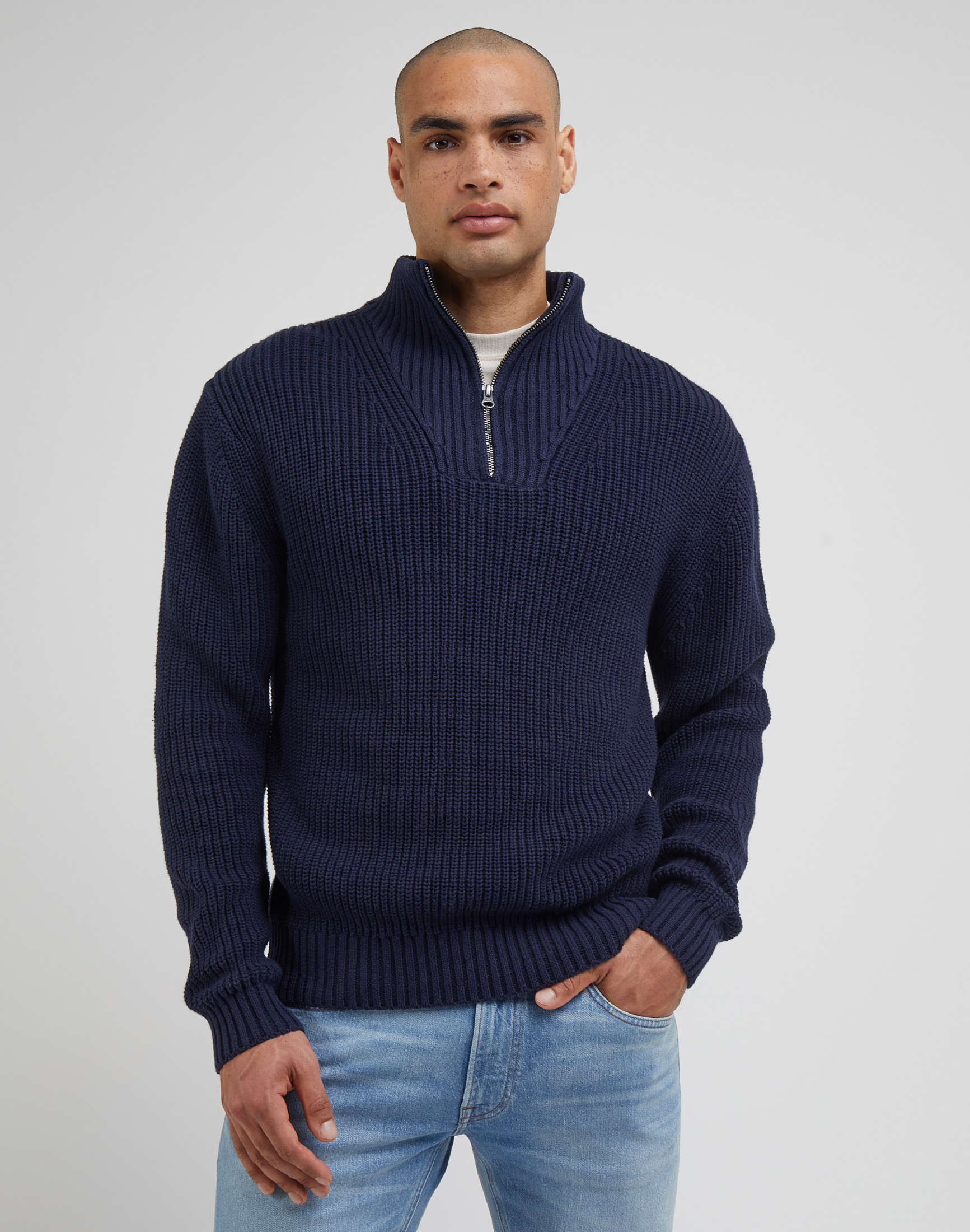 Pánský svetr LEE L83YDEHY 112341694 HALF ZIP KNIT Sky Captain Velikost: L