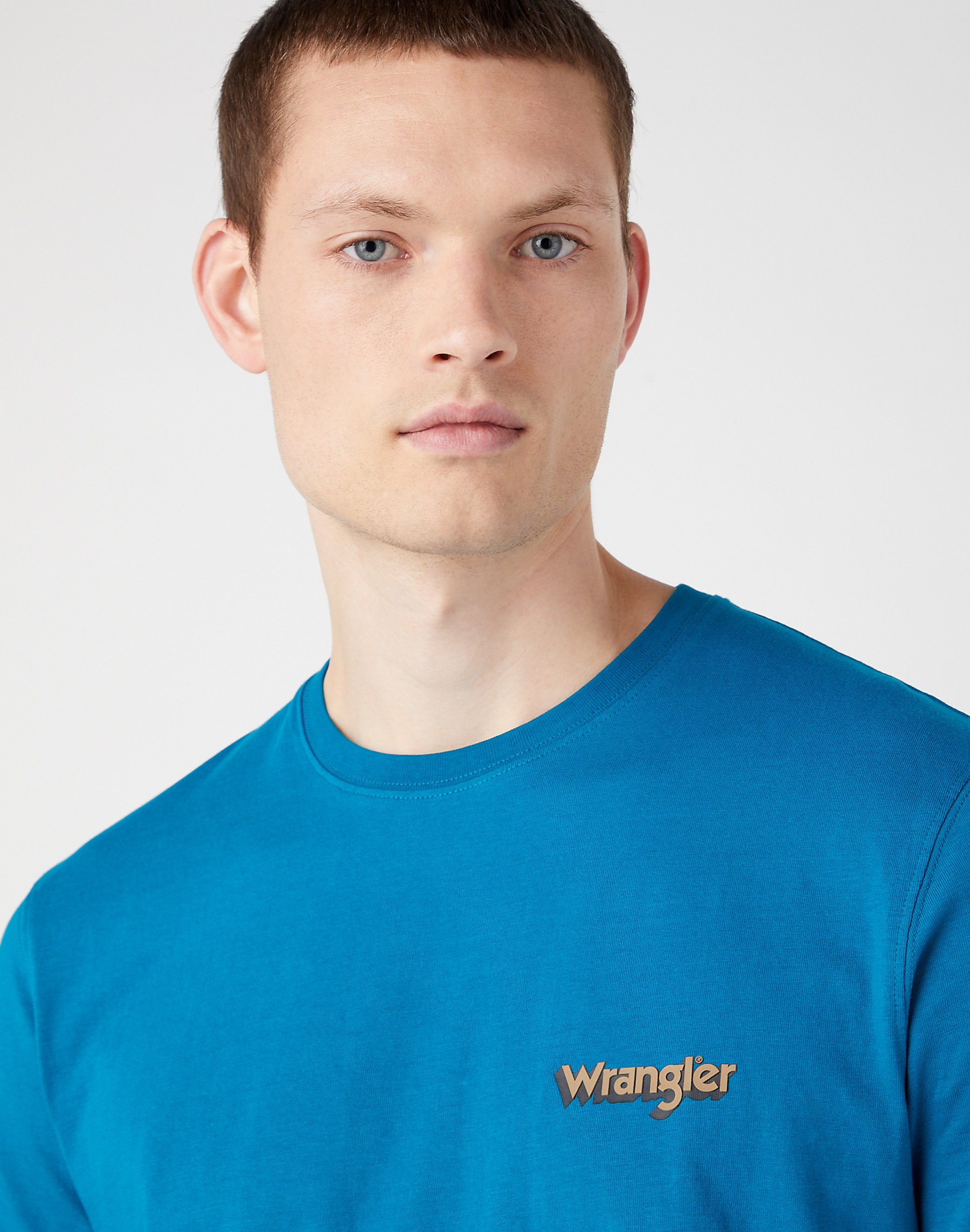 Pánské triko WRANGLER W7A0EEF03 112341179 GRAPHIC LOGO TEE Ocean Depths Velikost: XXXL