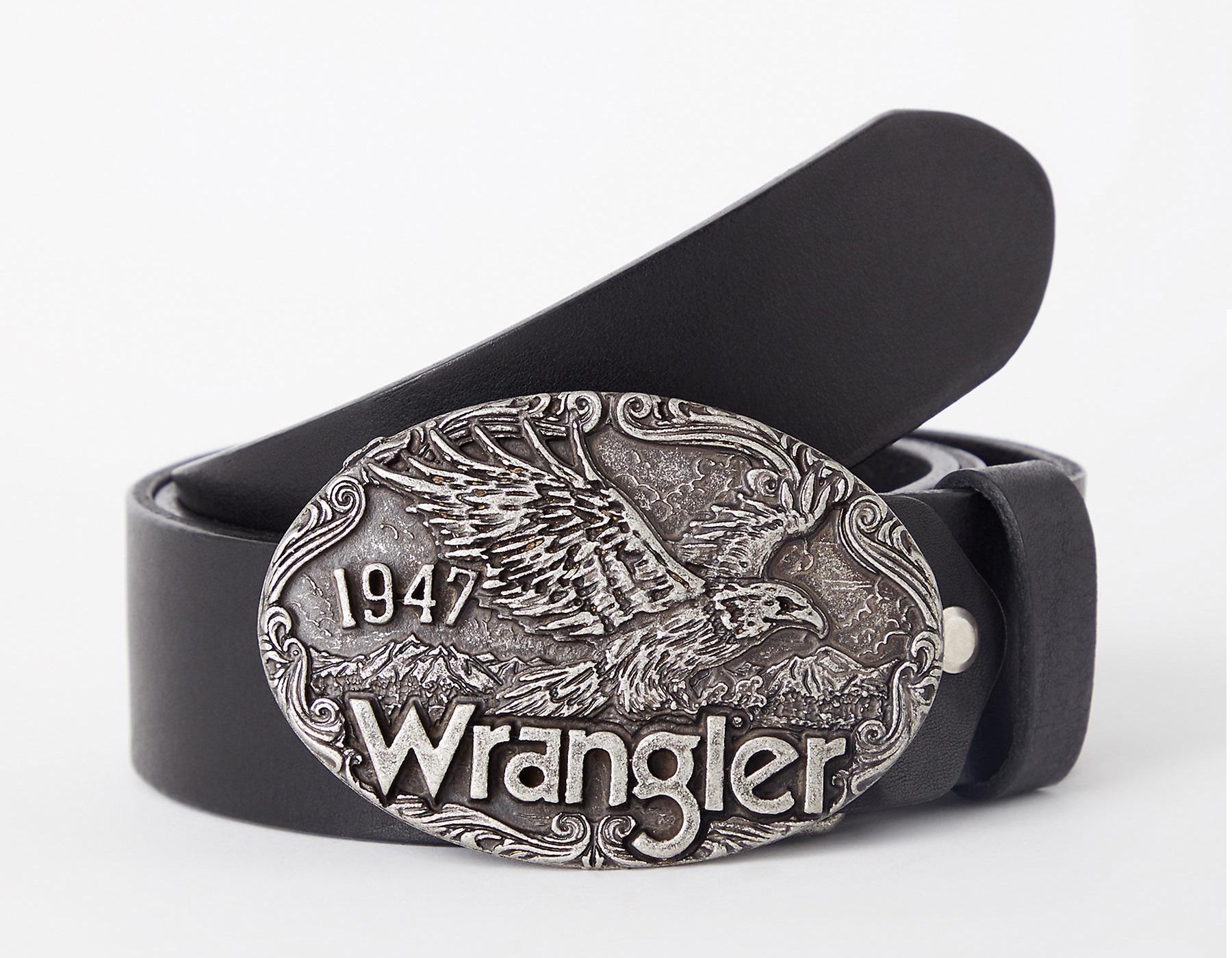 Dámský kožený opasek WRANGLER W0E5U1100 W EAGLE BELT Black Velikost: 105 cm