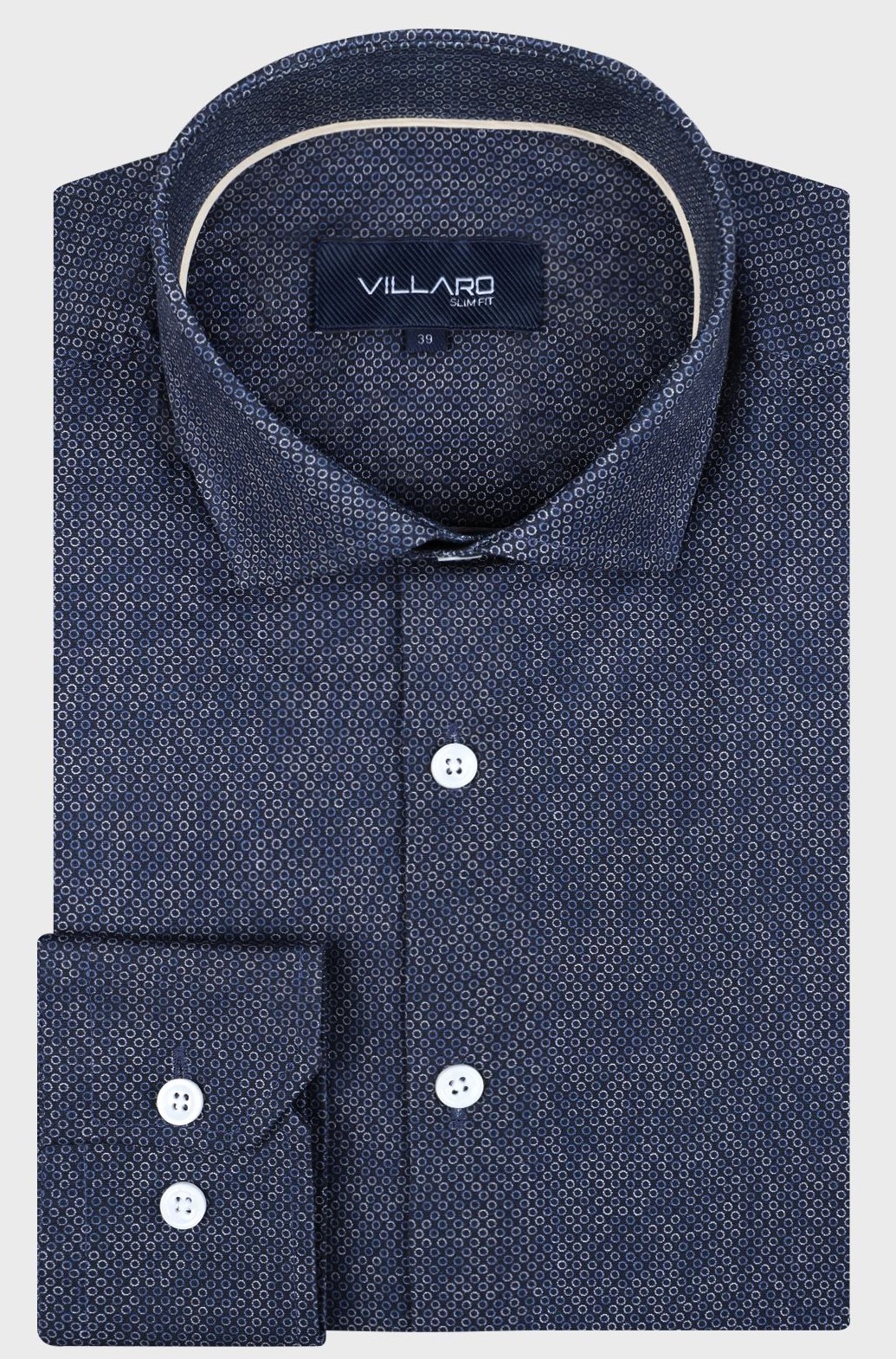 Pánská košile dlouhý rukáv VILLARO by MMER J118 Slim Fit Prodloužená Velikost: 47