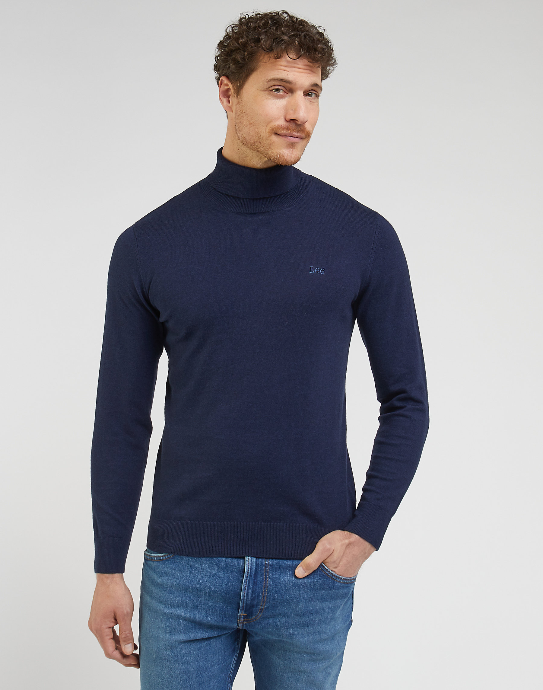 Pánský svetr s rolákem LEE L83CKFHY 112342994 HIGH NECK KNIT SKY CAPTAIN Velikost: S