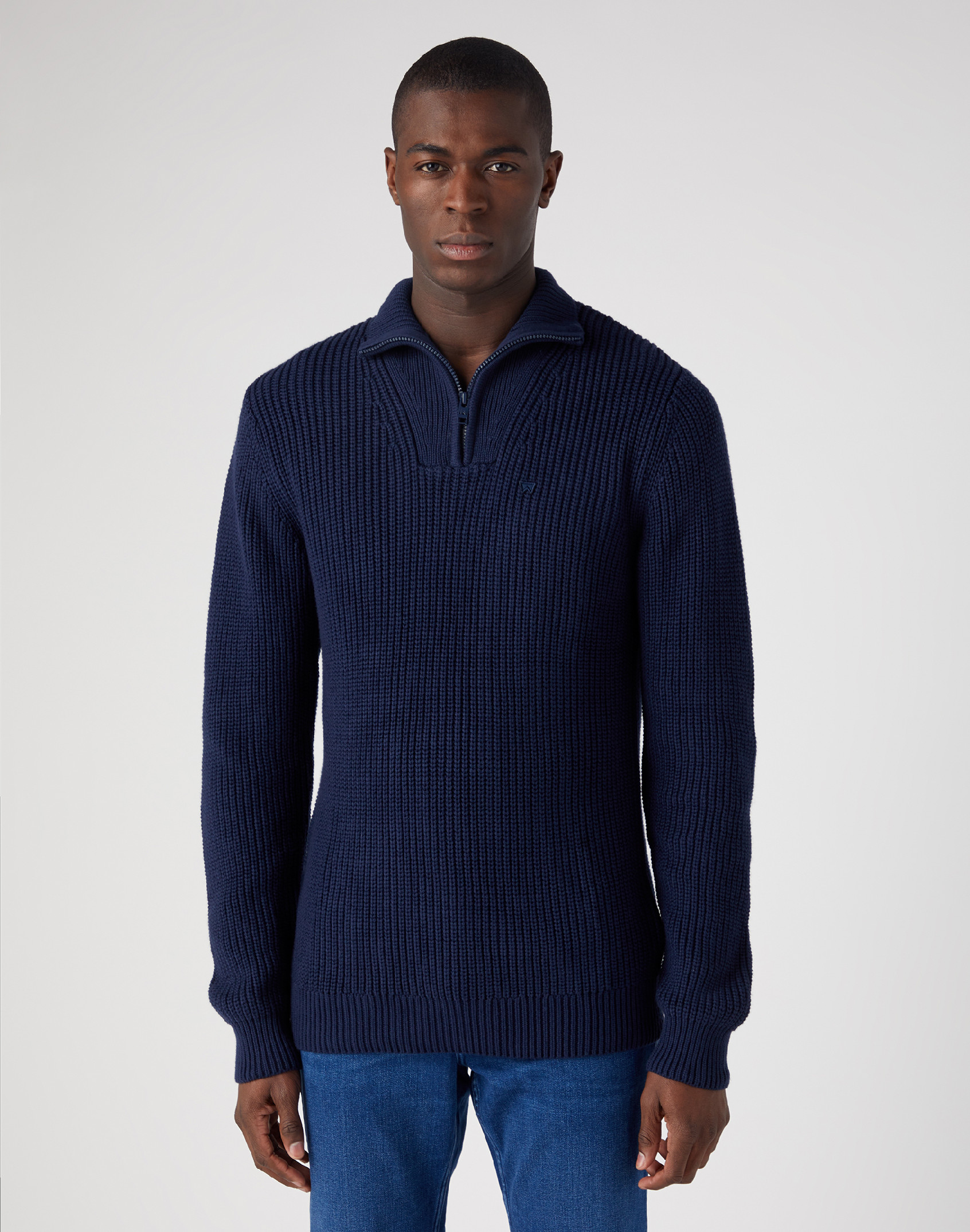 Pánský svetr WRANGLER W8D0PJ114 112343094 HALF ZIP KNIT Navy Velikost: M