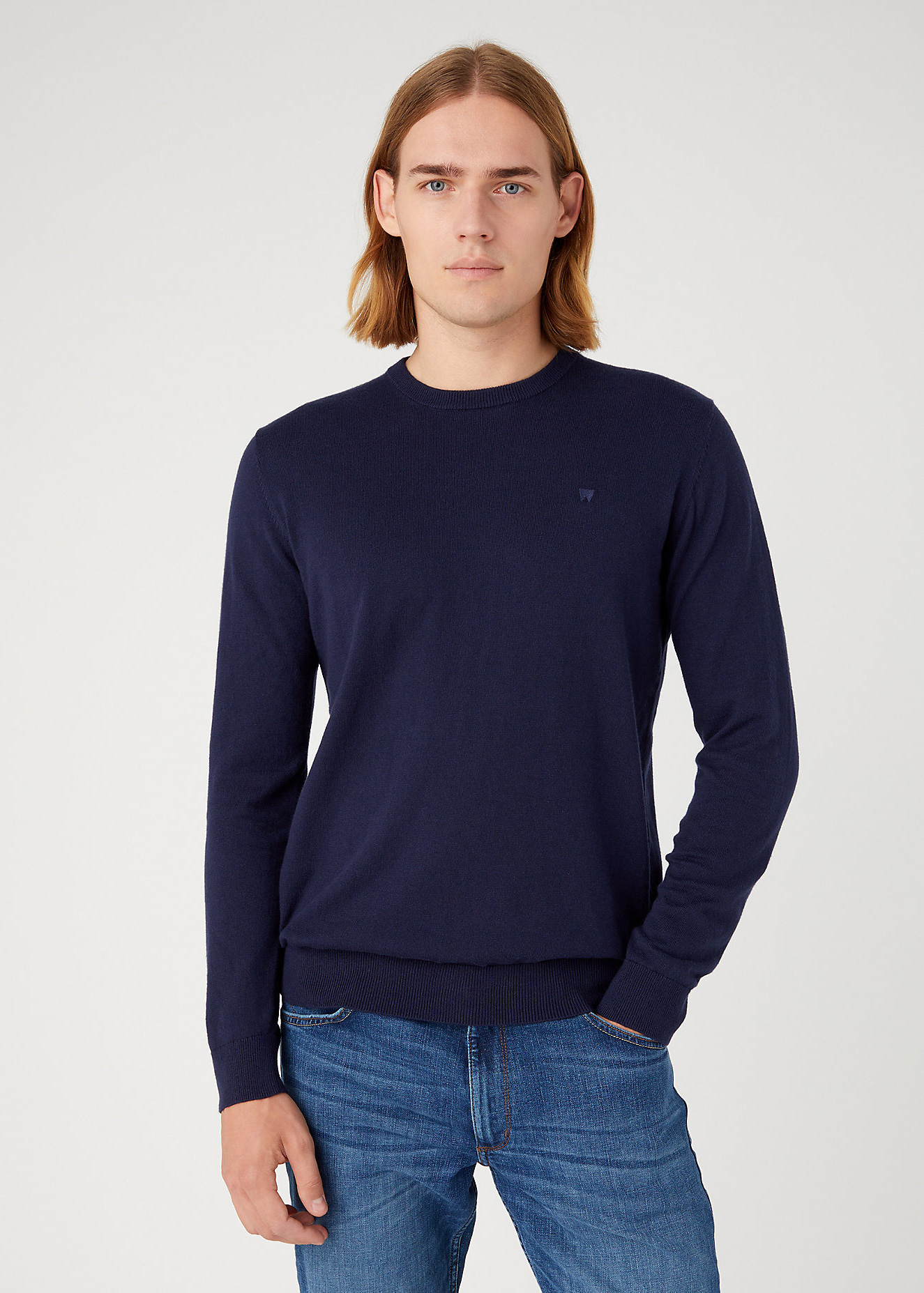 Pánský svetr WRANGLER W8A02PX35 112343109 CREWNECK KNIT Navy Velikost: S