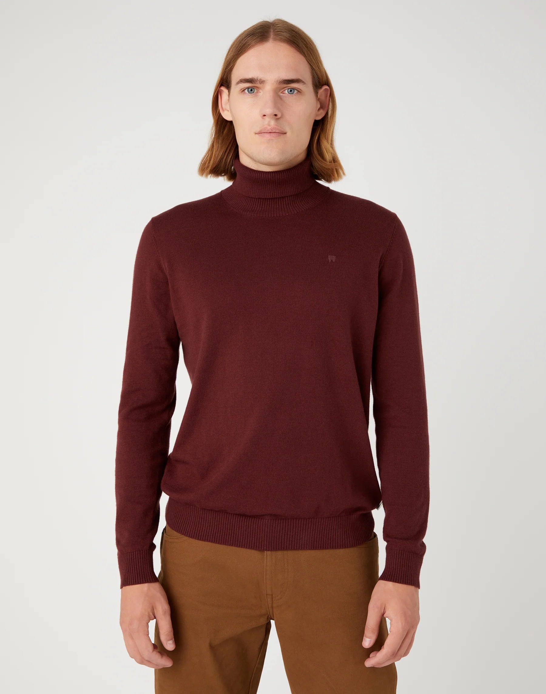 Pánský svetr s rolákem WRANGLER W8D42PH45 112343114 ROLL NECK KNIT Dahlia Velikost: L