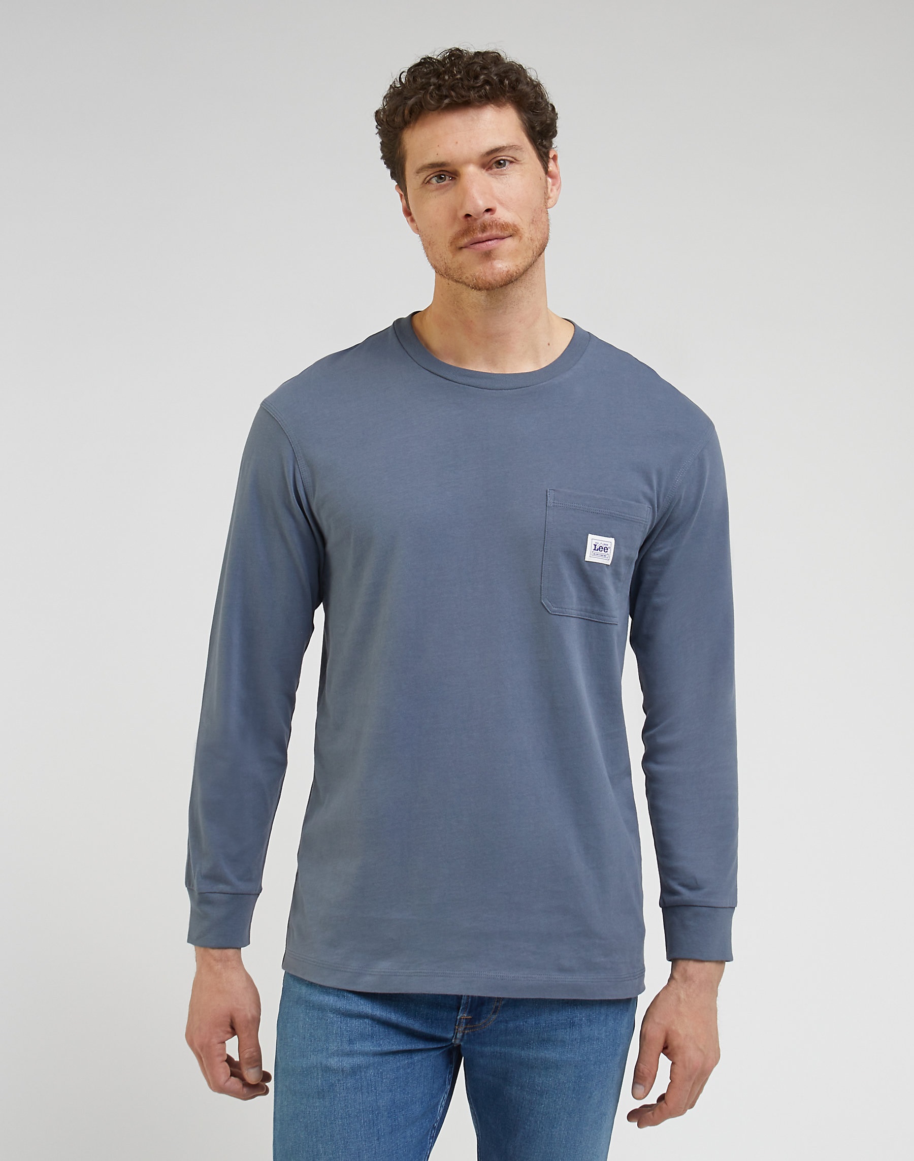 Pánské tričko dlouhý rukáv LEE LL90JAA66 112341745 LS WW POCKET TEE Taint Grey Velikost: M