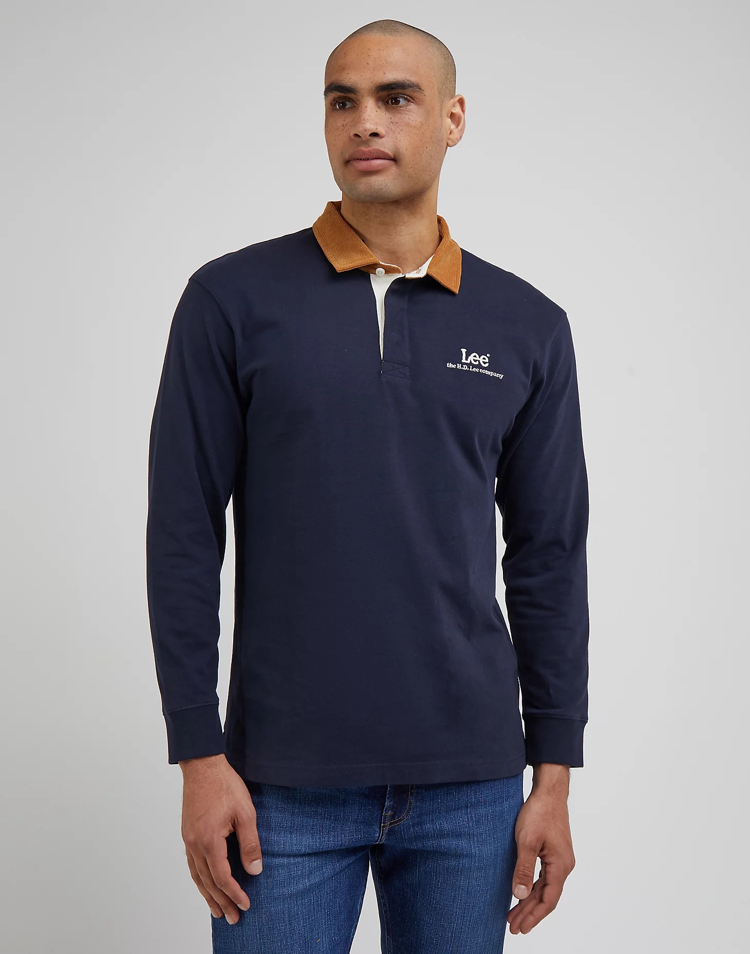 Pánská polokošile dlouhý rukáv LEE LL82REHY 112341800 LS CONTRAST COLLAR POLO Sky Captain Velikost: L