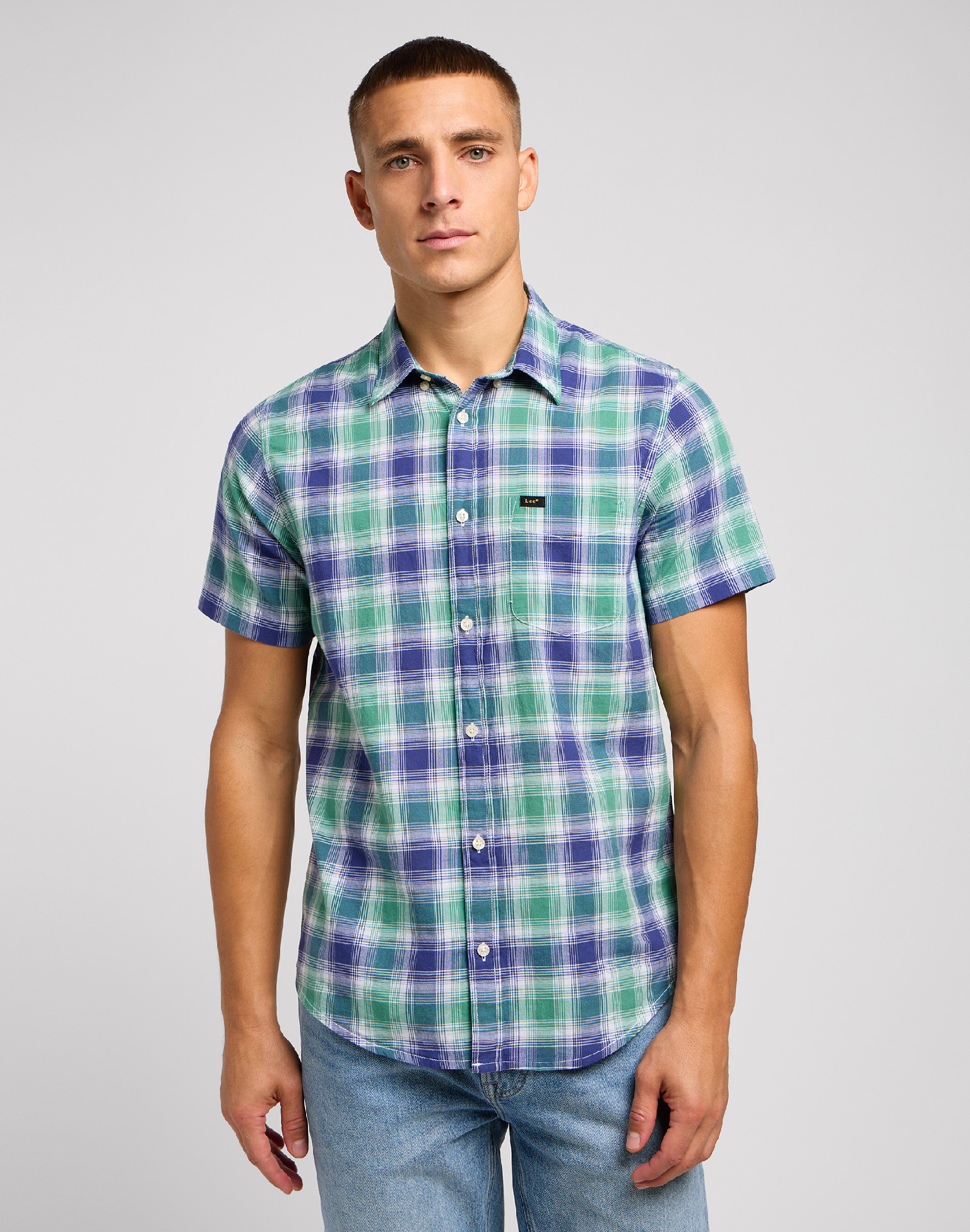 Pánská košile krátký rukáv LEE 112349961 LEE BUTTON DOWN SS Dandy Green Velikost: L