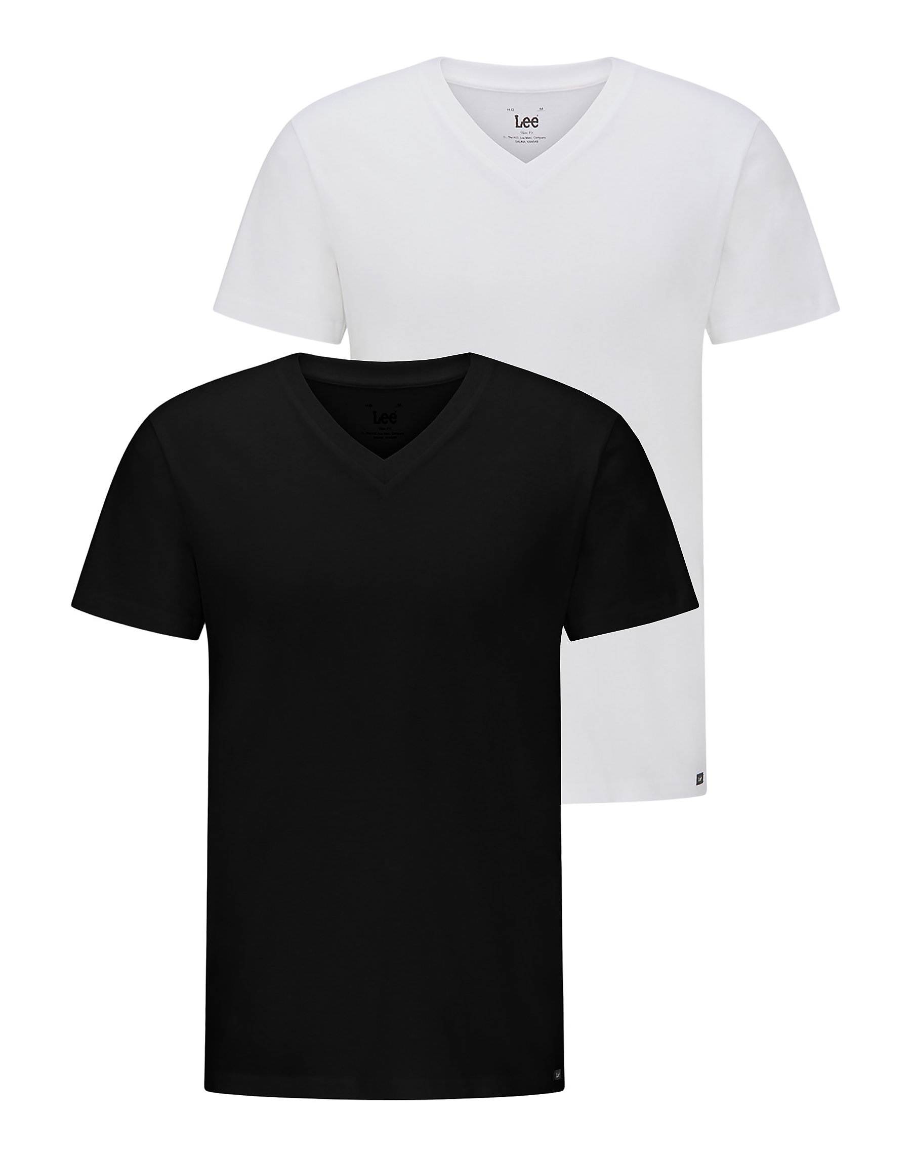 Pánská trička dvoubalení LEE L62ECMKW 112145317 TWIN PACK V NECK Black White Velikost: S