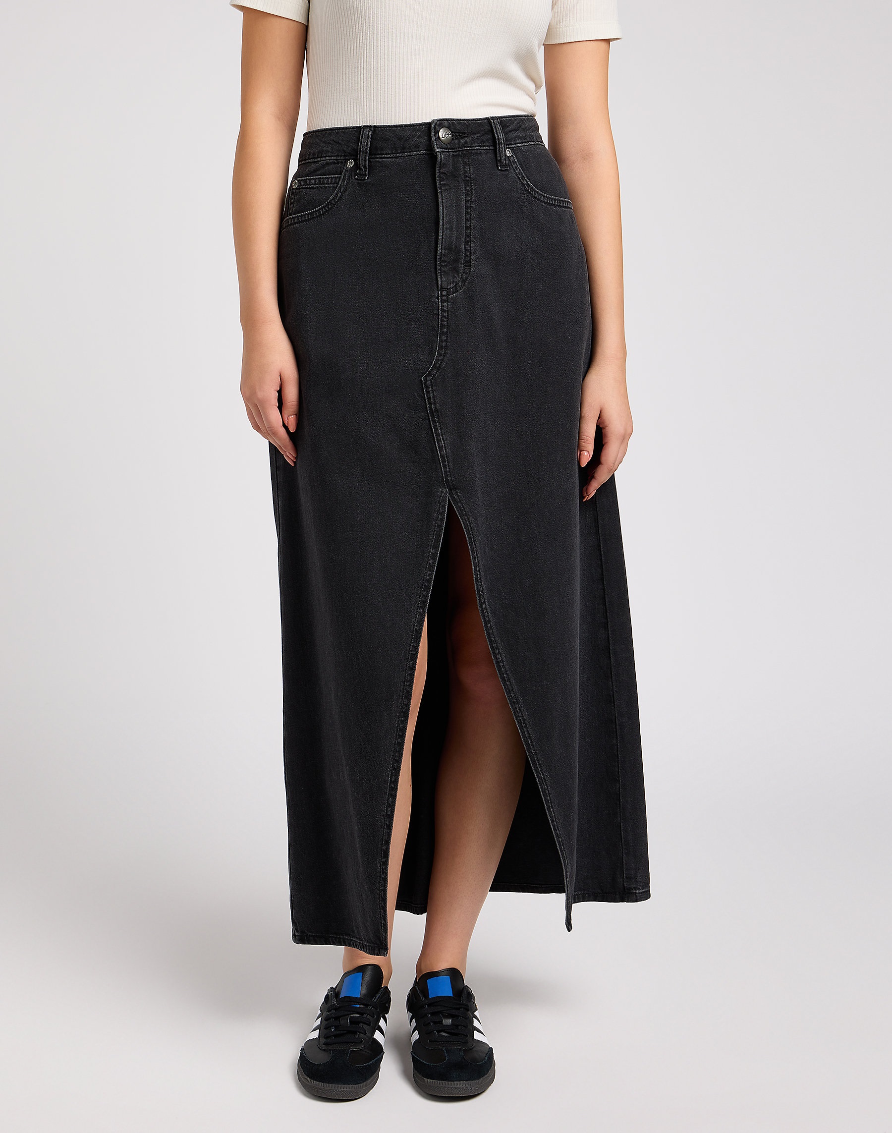 Džínová sukně LEE 112348977 MAXI SKIRT Into The Shadow Velikost Pas: 30