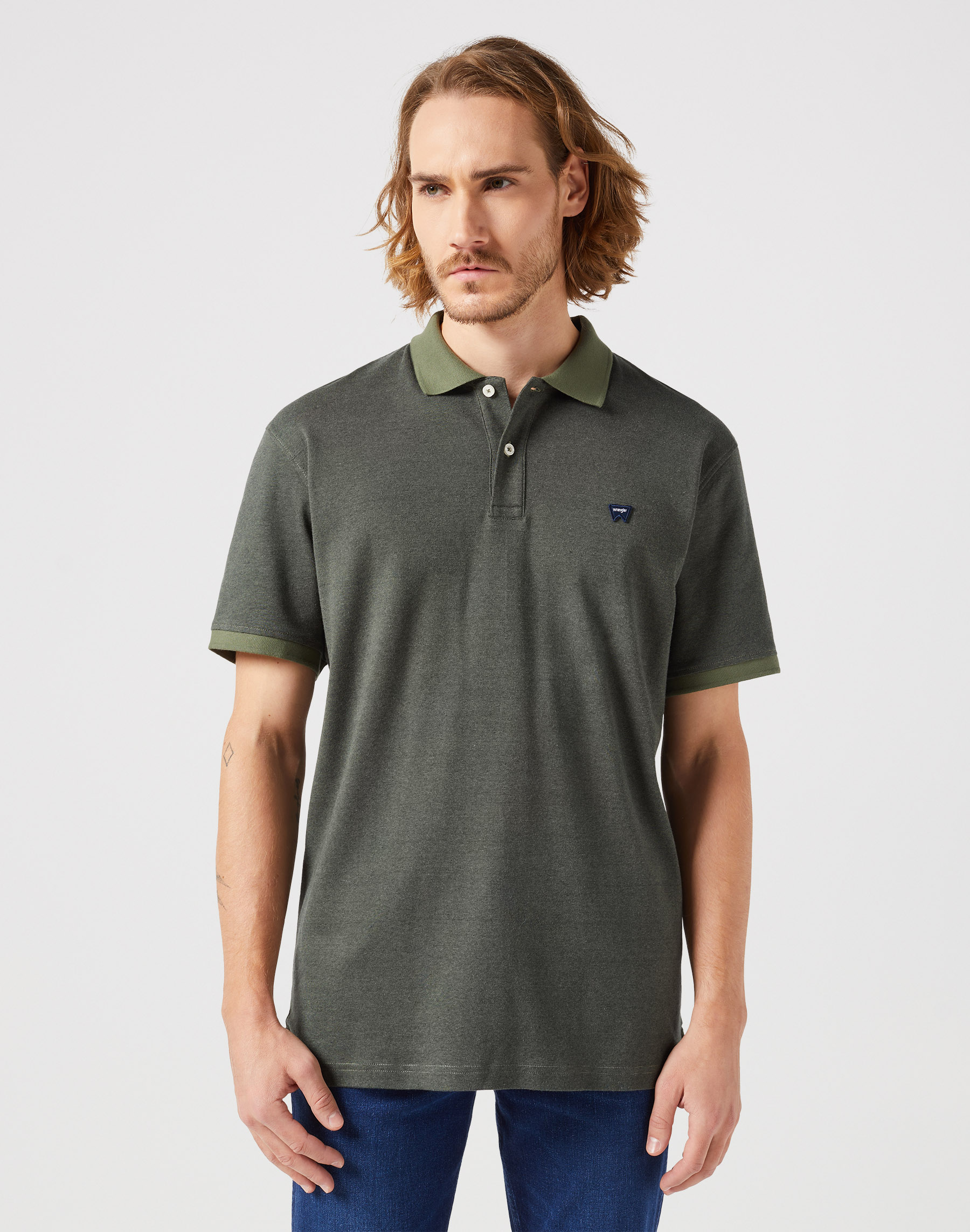 Pánská polokošile WRANGLER 112350410 POLO SHIRT Dusty Olive Velikost: XXL