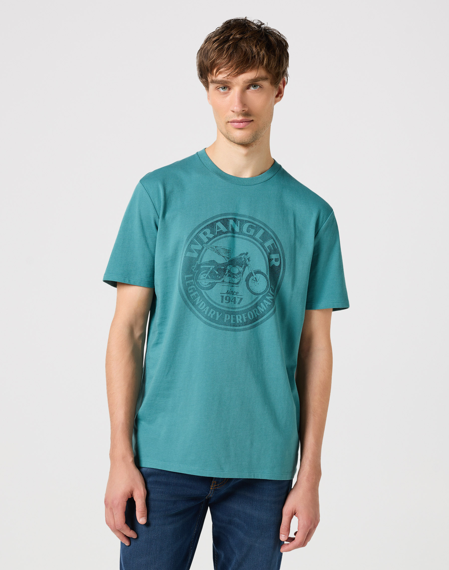 Pánské tričko WRANGLER 112350452 AMERICANA TEE Hydro Velikost: M
