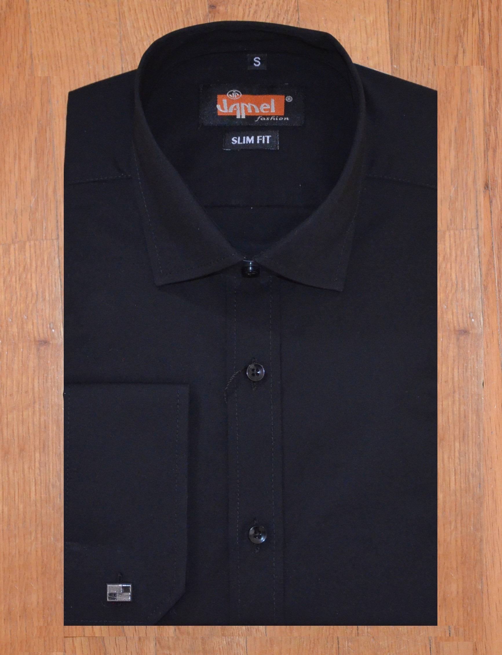 Pánská košile dlouhý rukáv Jamel Fashion 401/99 Slim FIt černá hladká Velikost: L