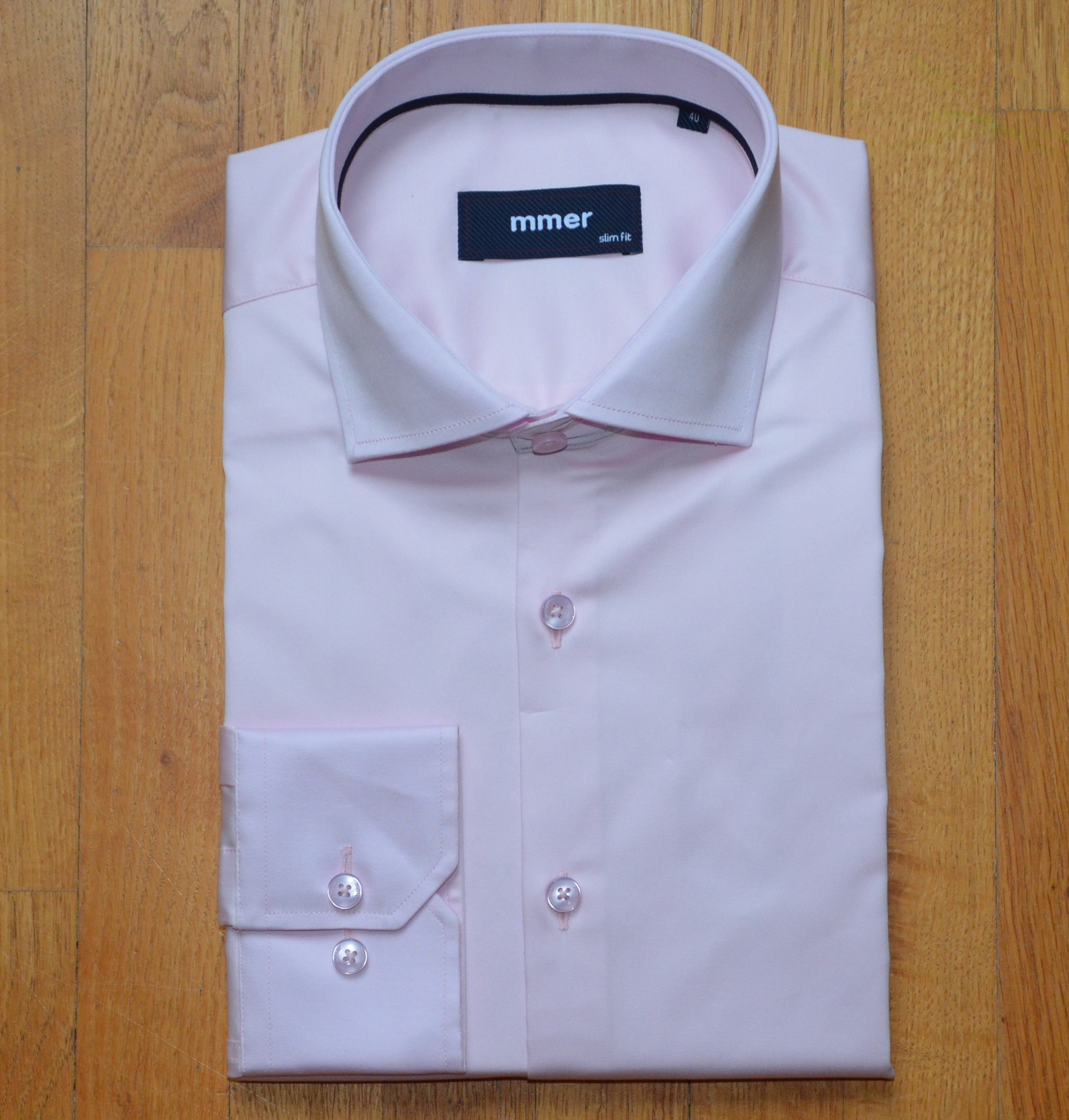 Pánská košile dlouhý rukáv MMER 009DSL Slim Fit růžová Prodloužená Velikost: 40
