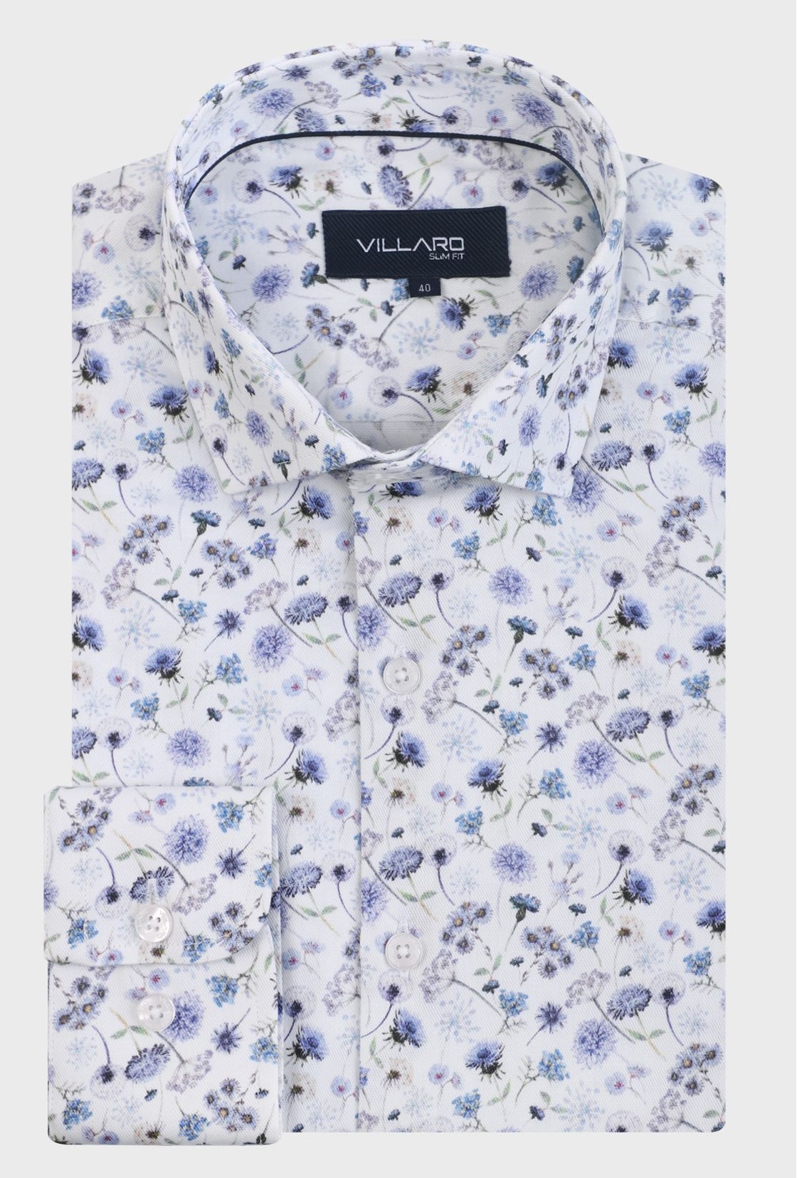 Pánská košile dlouhý rukáv MMER I112 Slim Fit květovaná Velikost: 45