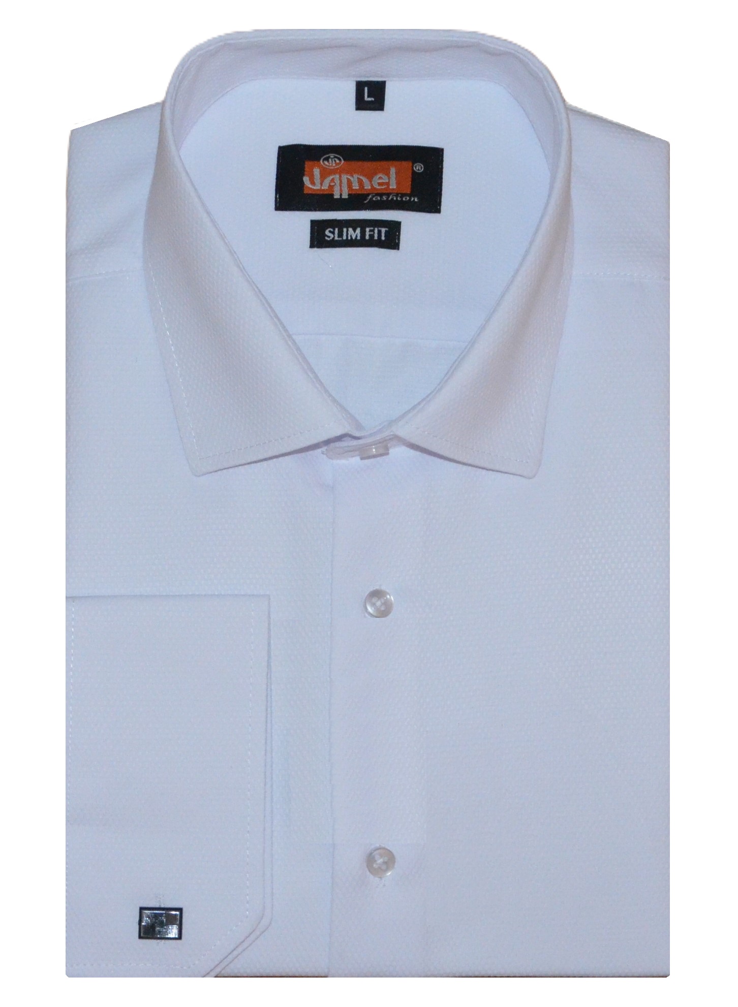 Pánská košile dlouhý rukáv Jamel Fashion 401/01 Slim FIt bílá se strukturou lze manžetový knoflík prodloužená Velikost: S