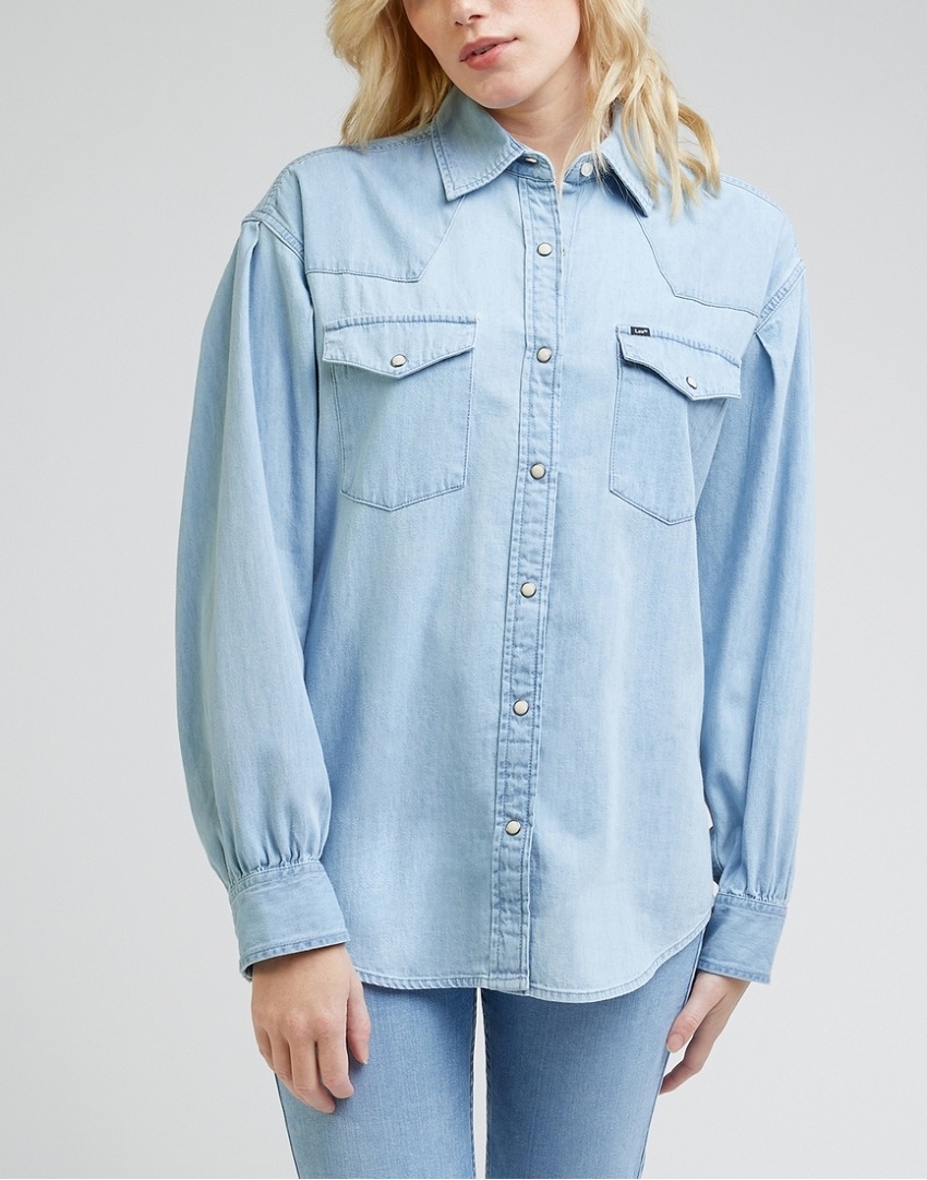 Dámská džínová košile dlouhý rukáv LEE L51JCLB01 112333211 SEASONAL WESTERN SHIRT Through The Rinse Velikost: L