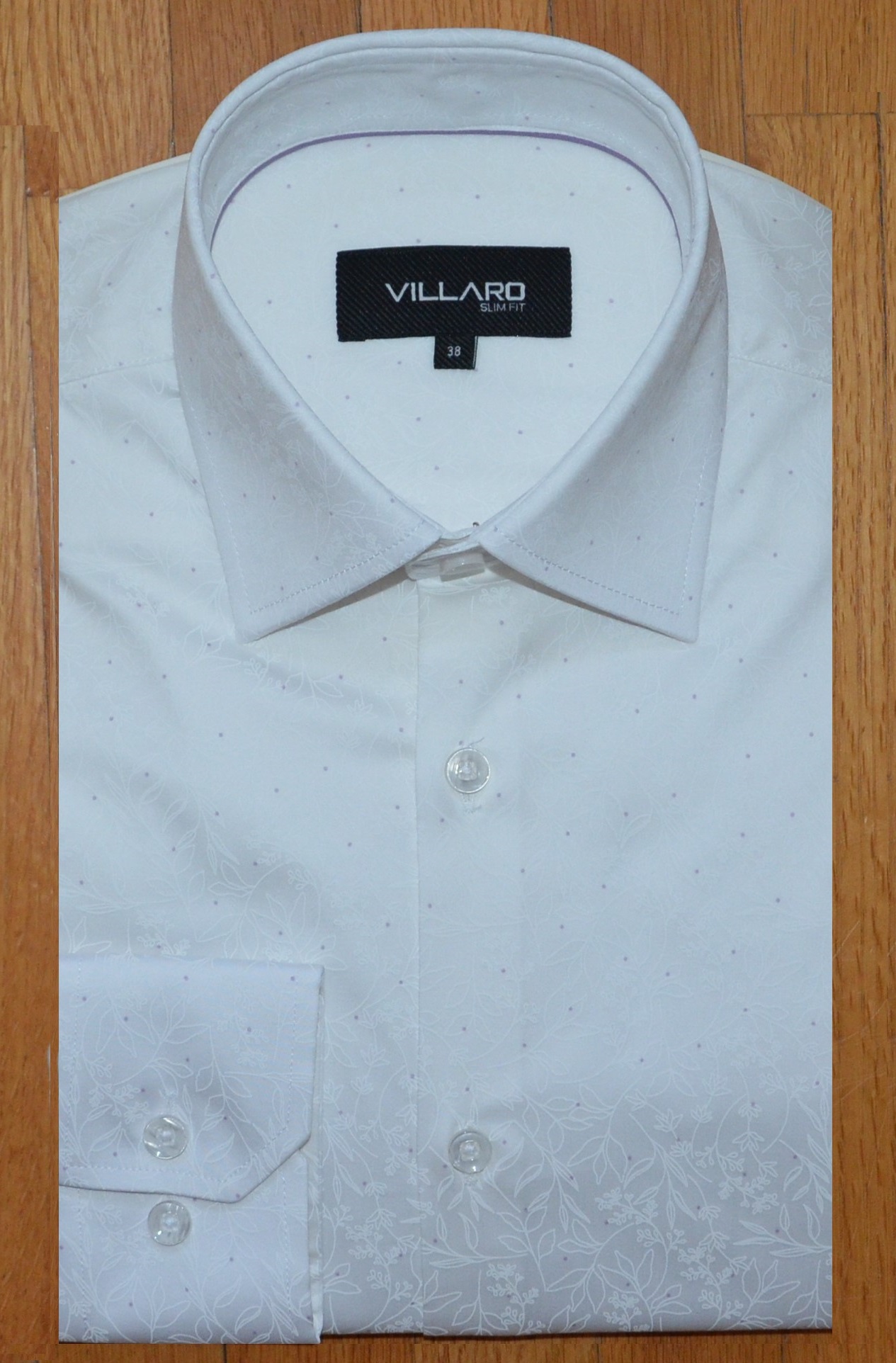 Pánská košile dlouhý rukáv VILLARO by MMER K094DSL/C Slim Fit Prodloužená Velikost: 44