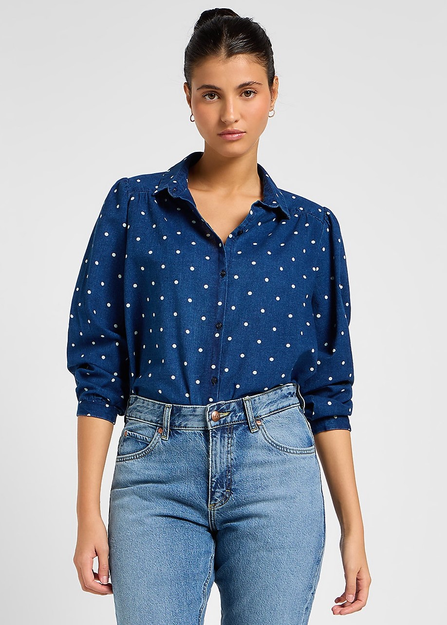 Dámská blůza LEE 112355126 SHIRRED BLOUSE Dotted Indigo Velikost: M