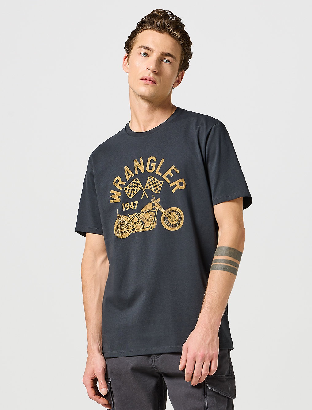 Pánské tričko WRANGLER 112357376 AMERICANA TEE Faded Black Velikost: XXXL