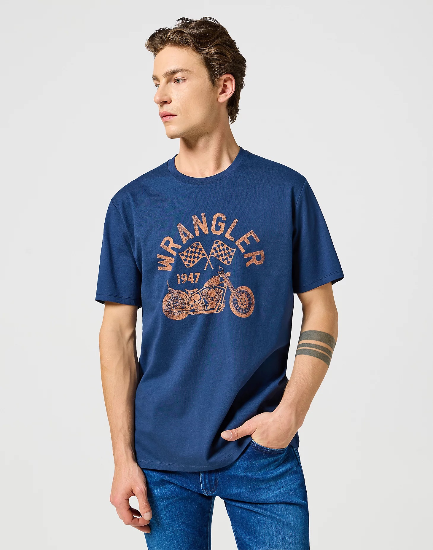 Pánské tričko WRANGLER 112357436 AMARICANA TEE Navy Velikost: XL