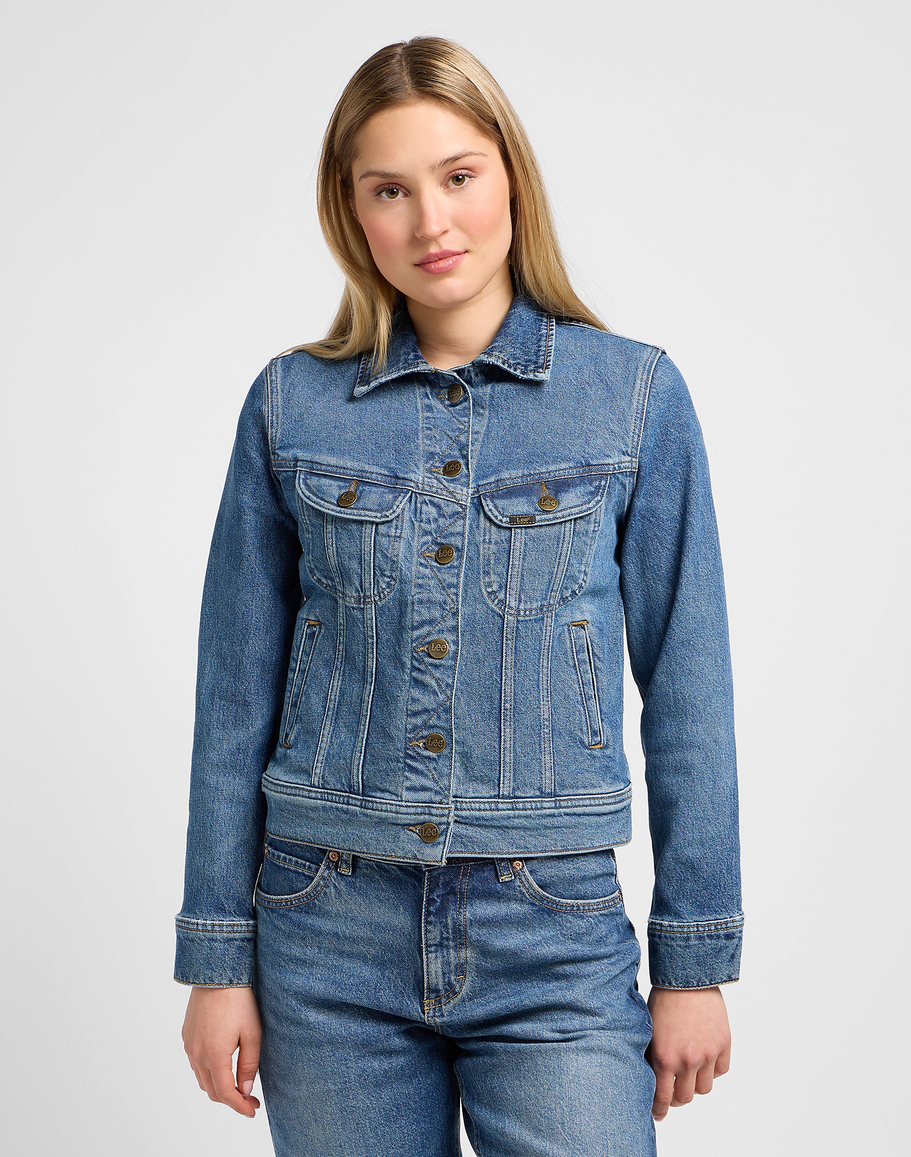 Dámská džínová bunda LEE 112341297 RIDER JACKET Classic Indigo Velikost: L