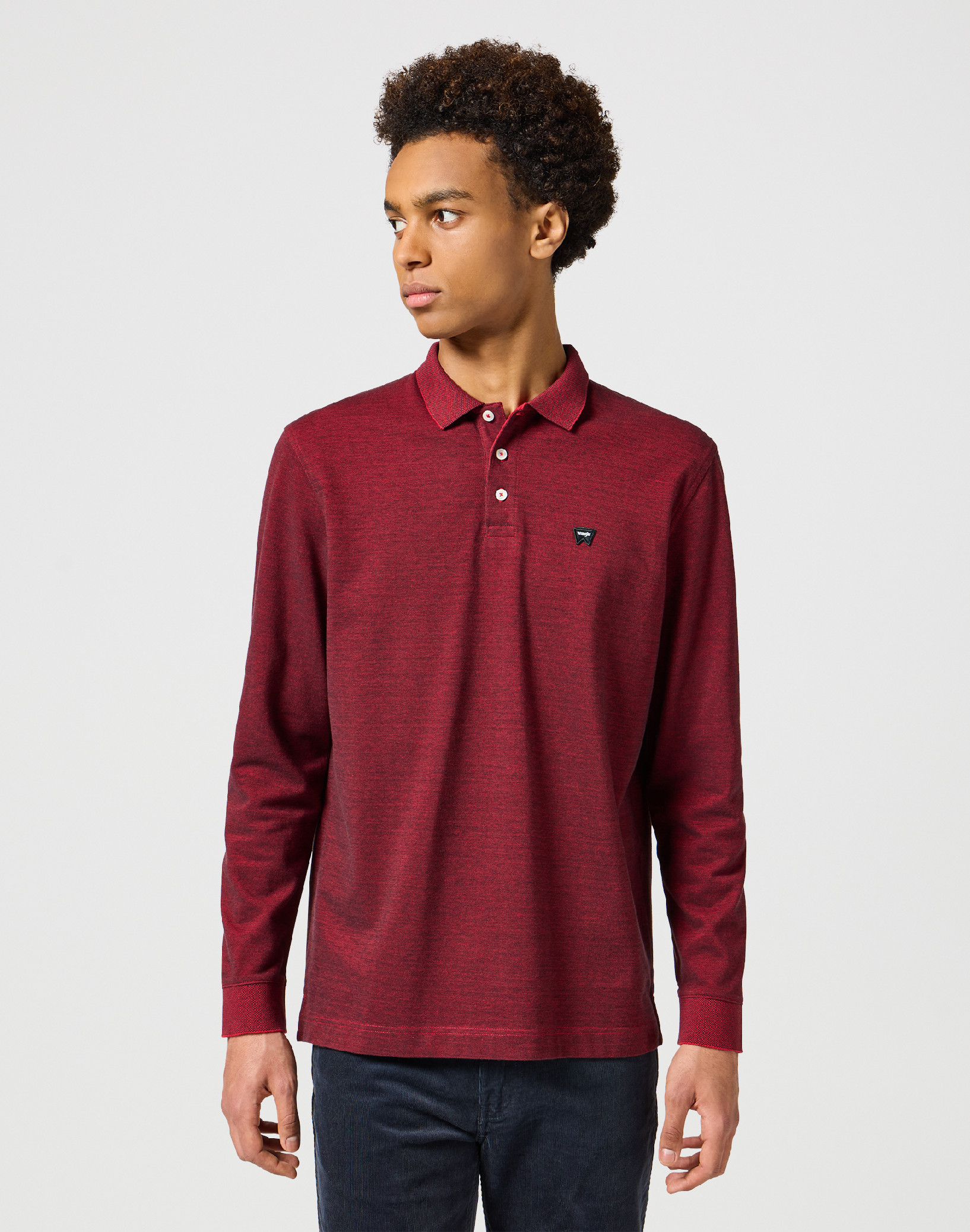 Pánská polokošile dlouhý rukáv WRANGLER 112357286 LS REFINED POLO Red Velikost: M