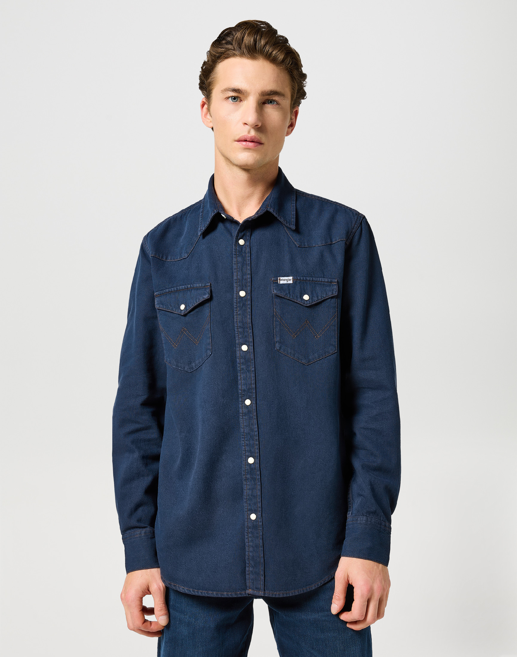 Pánská džínová košile WRANGLER 112357193 WESTERN SHIRT Midnight Rodeo Velikost: XXXL