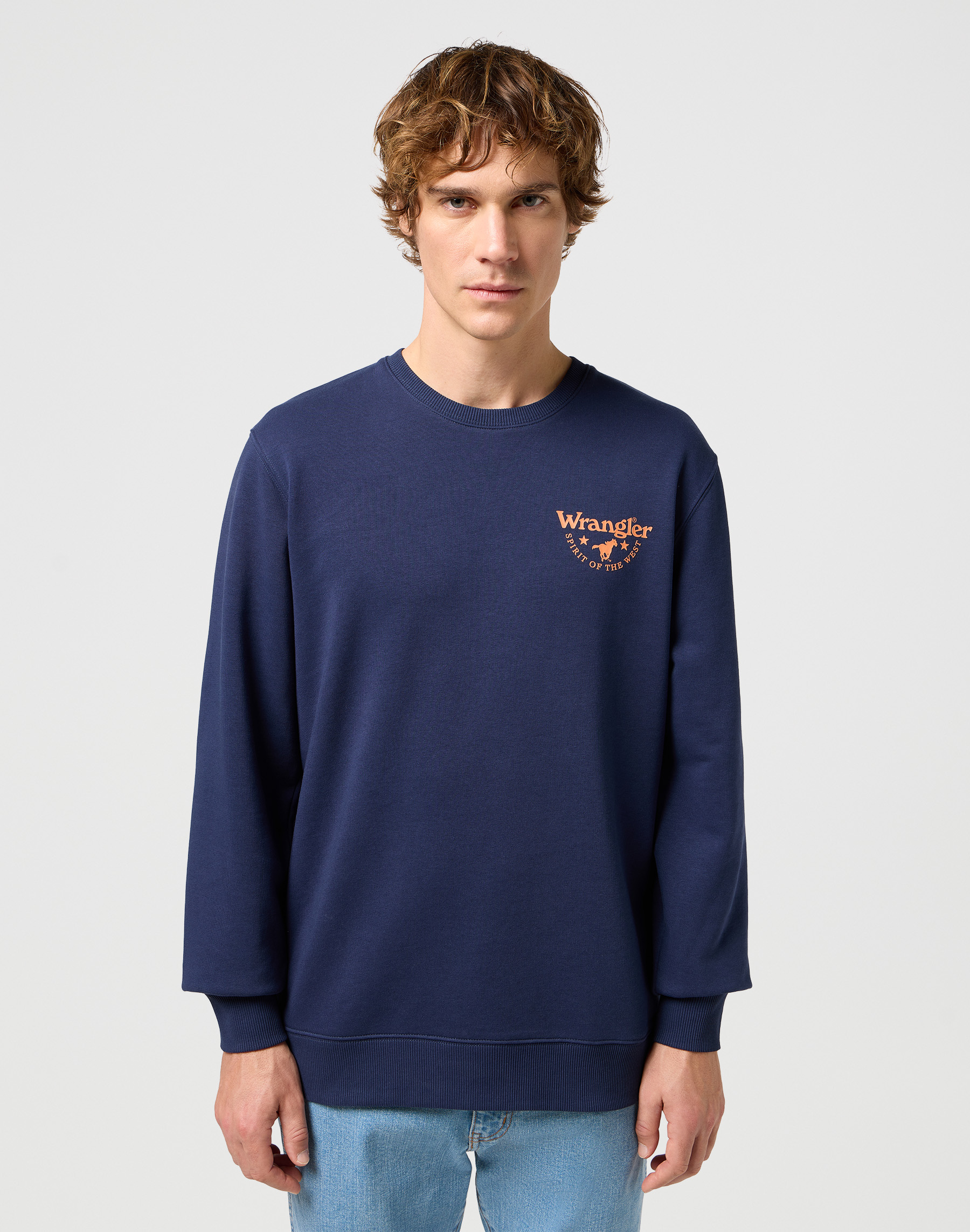 Pánská mikina WRANGLER 112351253 GRAPHIC CREW SWEAT Navy Velikost: XL