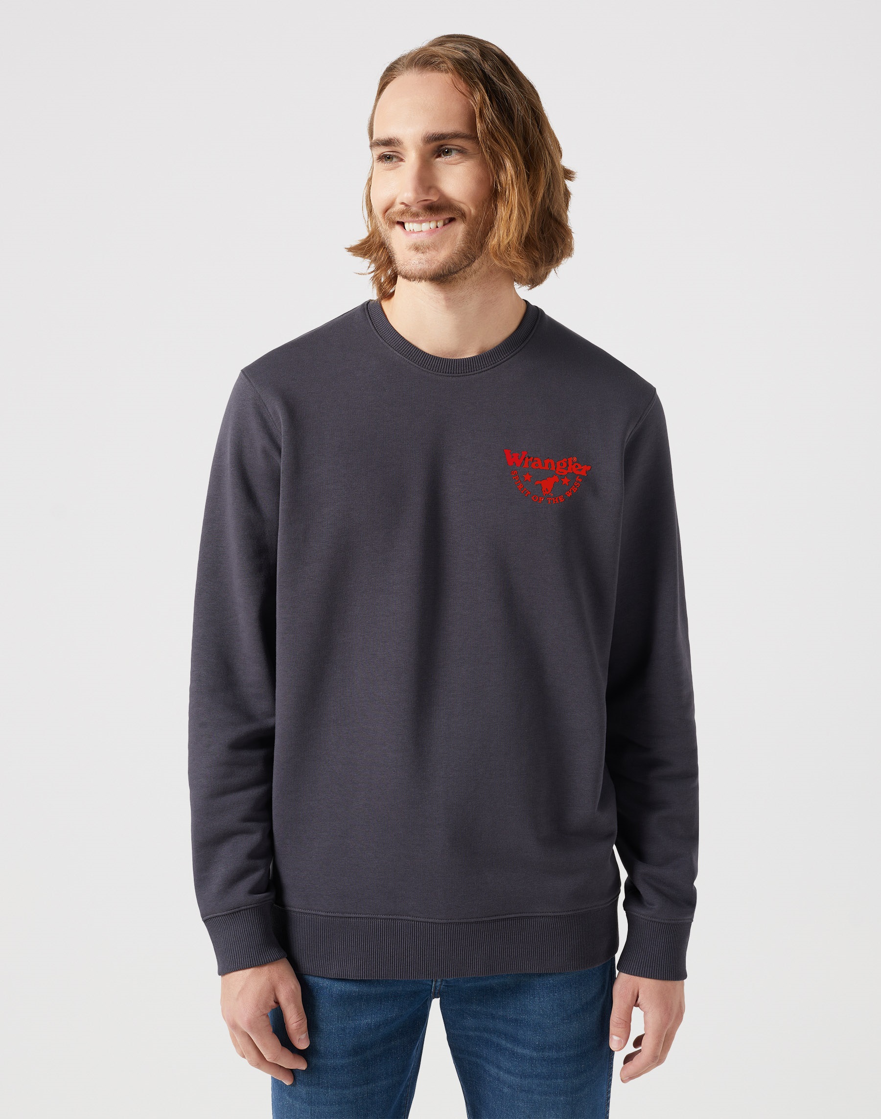 Pánská mikina WRANGLER 112351254 GRAPHIC CREW SWEAT Faded Black Velikost: L