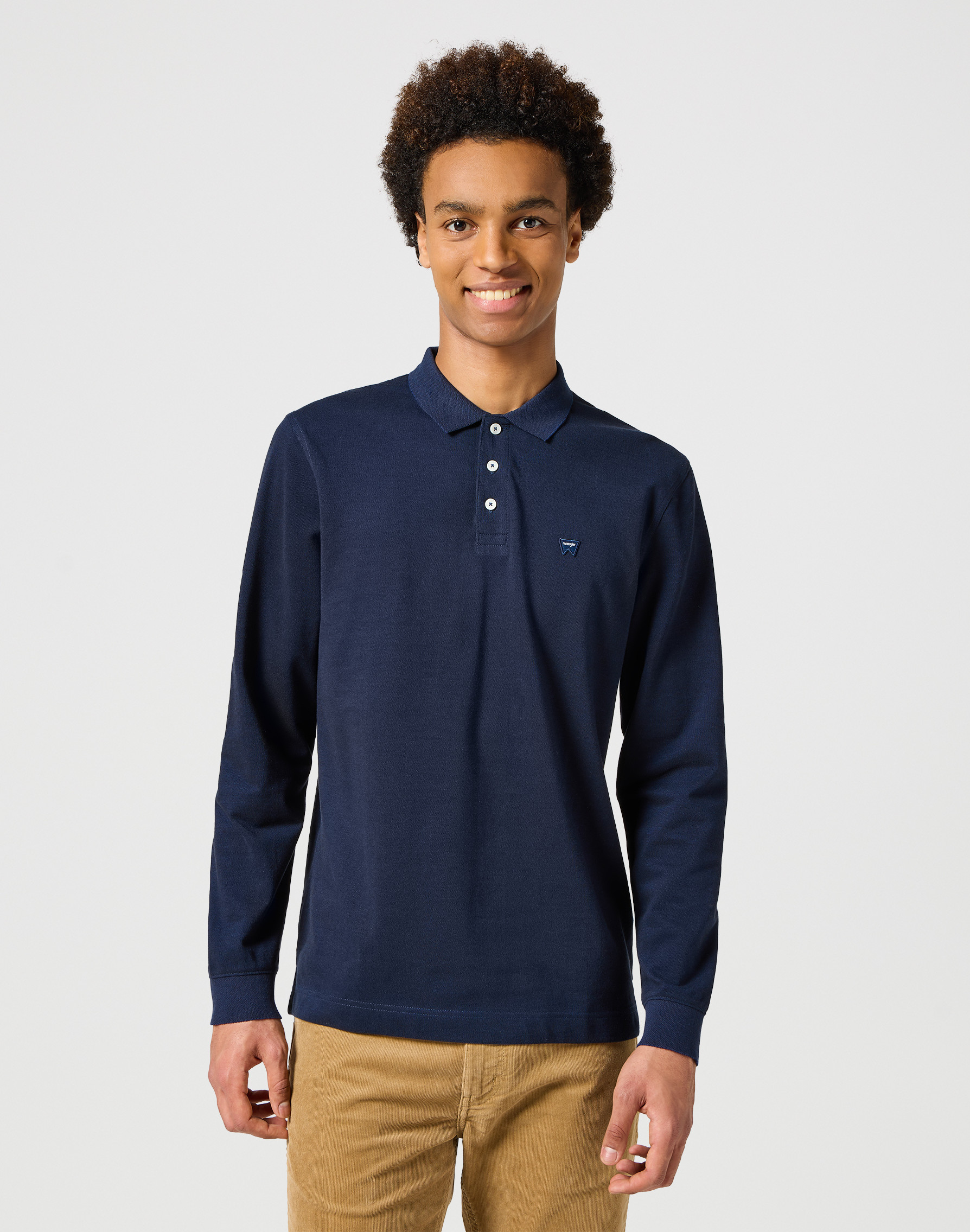 Pánská polokošile dlouhý rukáv WRANGLER 112357287 LS REFINED POLO Navy Velikost: XL