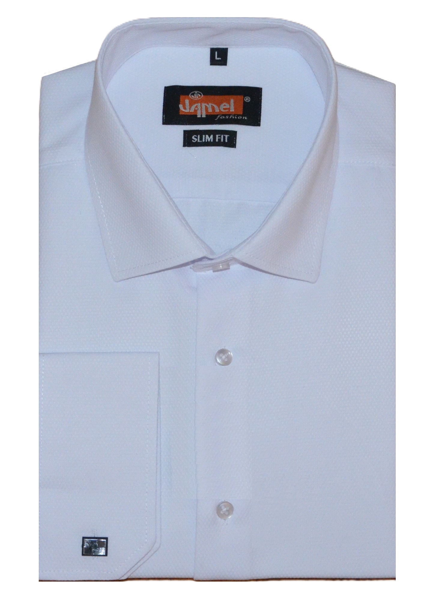 Pánská košile dlouhý rukáv Jamel Fashion 401/01 Slim Fit bílá se strukturou lze manžetový knoflík Velikost: L