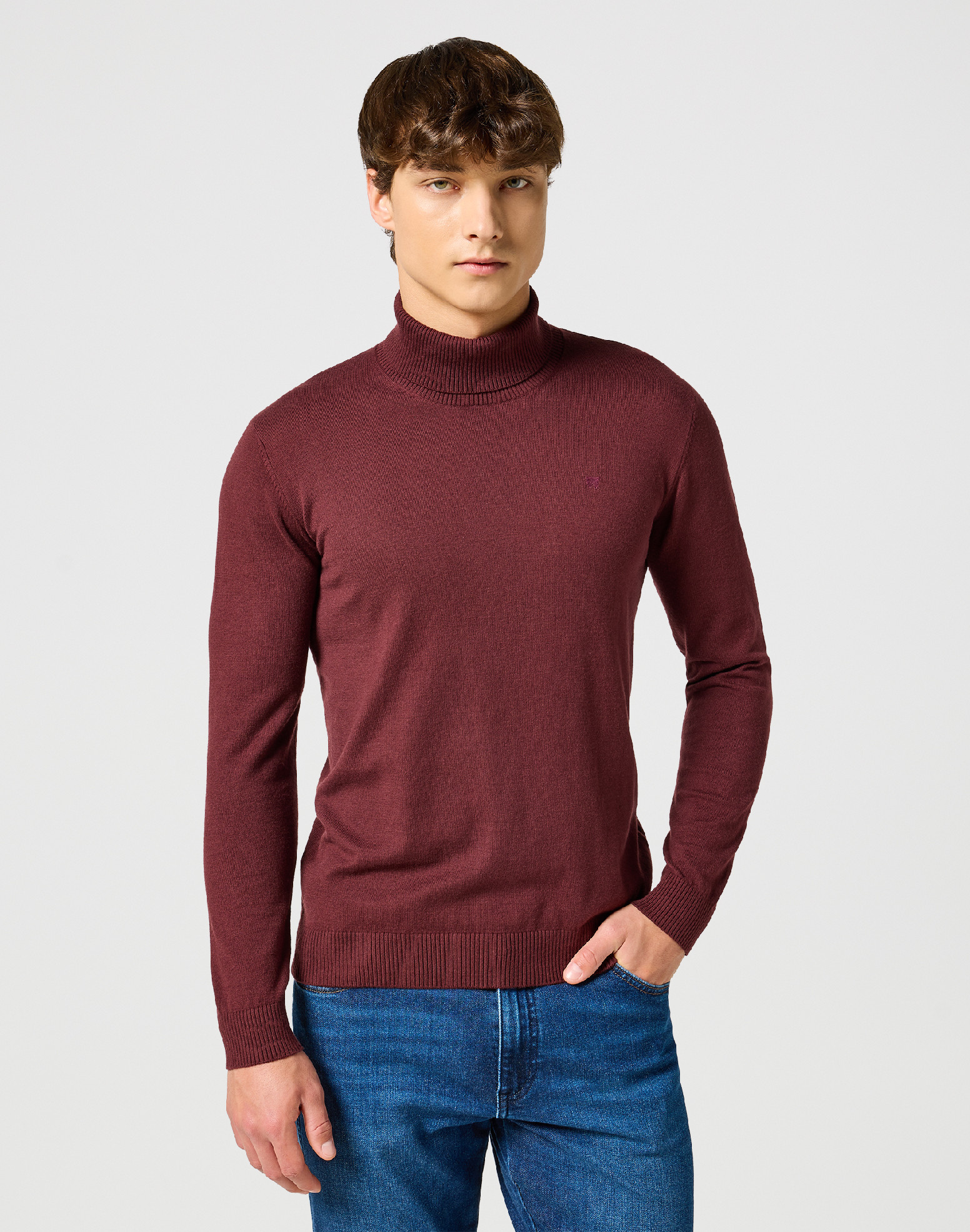 Pánský svetr s rolákem WRANGLER 112357295 TURTLENECK Dahlia Velikost: M