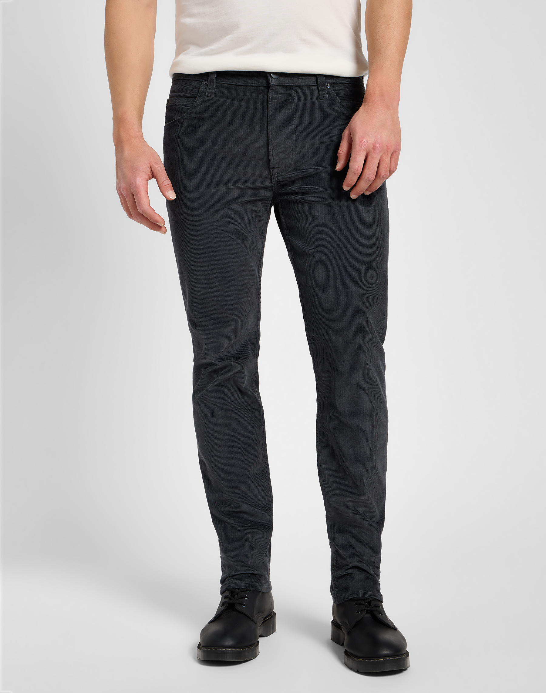 Pánské manšestrové kalhoty LEE 112355800 RIDER Dark Muted Gray Velikost Pas/Délka: 34/34