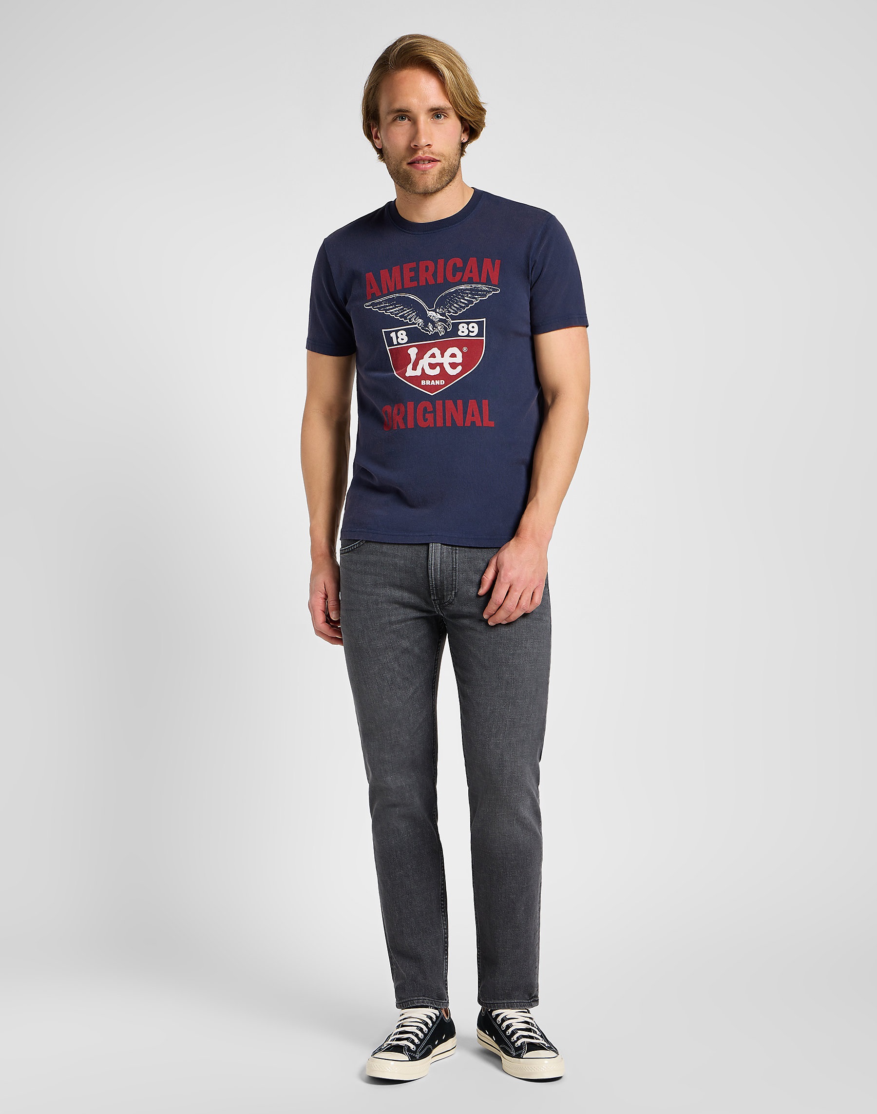 Pánské tričko LEE 112355577 SS FRONTIER TEE Mood Indigo Velikost: L