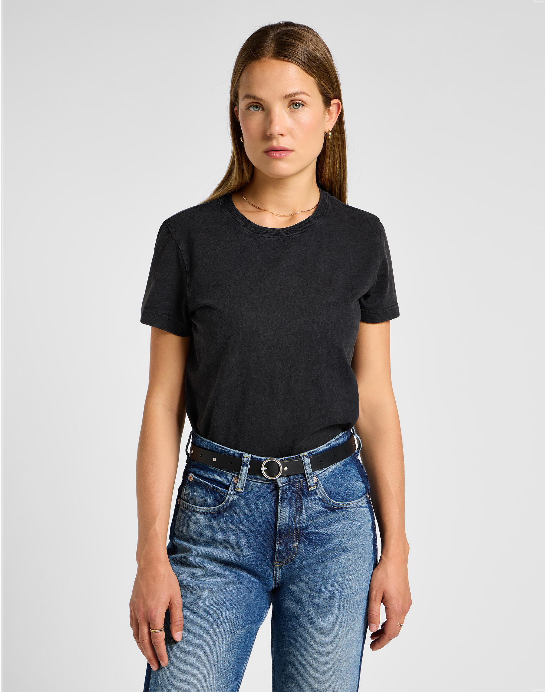Dámská kožený opasek LEE 112358306 STUDDED BELT Black Velikost: 85 cm