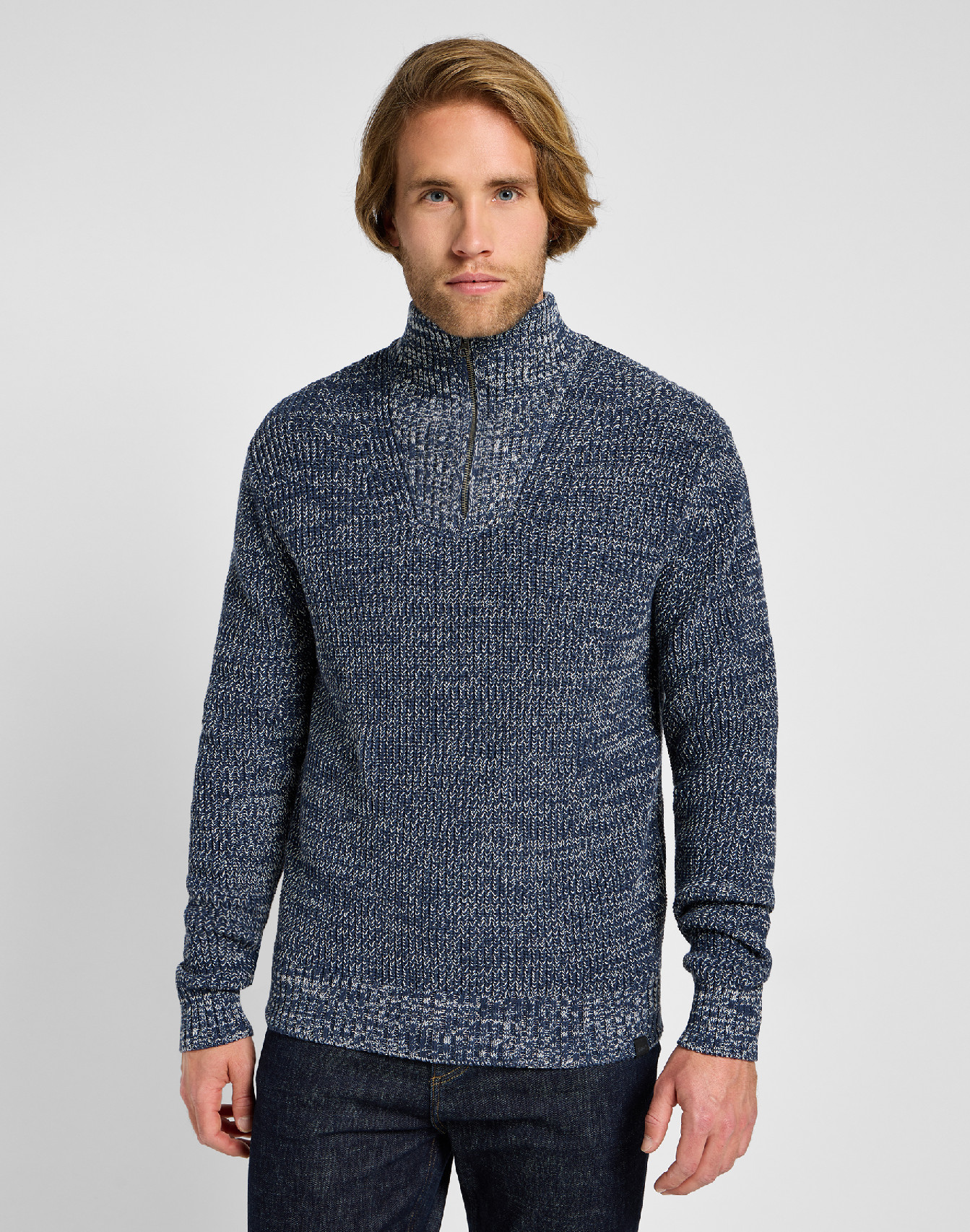 Pánský svetr LEE 112355674 HALF ZIP KNIT Mood Indigo Velikost: L