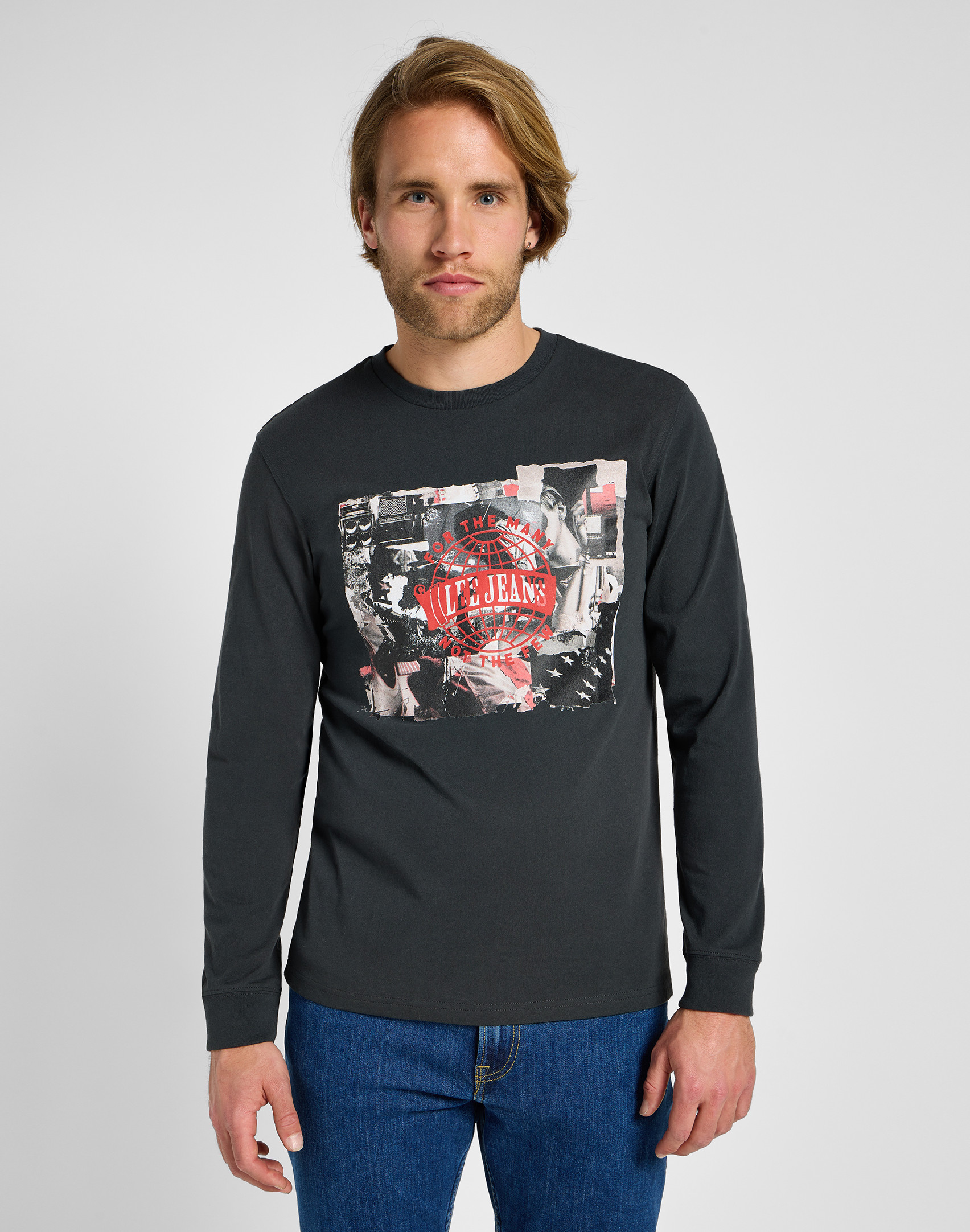 Pánské triko dlouhý rukáv LEE 112355578 LS UTILITY ARTIST TEE Washed Black Velikost: XL