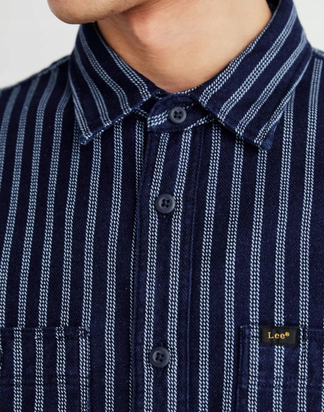 Pánská košile dlouhý rukáv LEE 112355650 WORKER SHIRT 2.0 Indigo Velikost: S