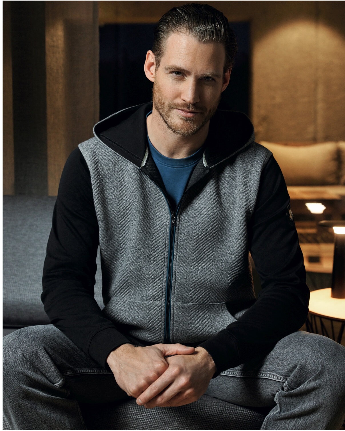 Pánská mikina celopropínací s kapucí HAJO 27644 100 Stay Fresh Velikost: S