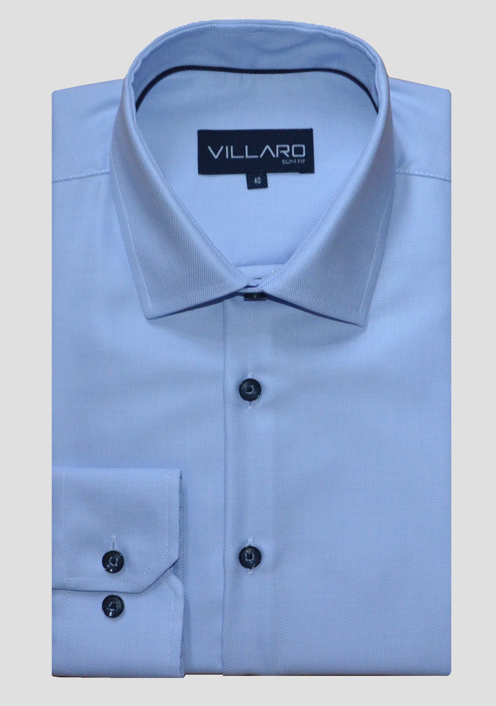 Pánská košile dlouhý rukáv VILLARO by MMER L013DSA Slim Fit světle modrá Prodloužená Velikost: 42