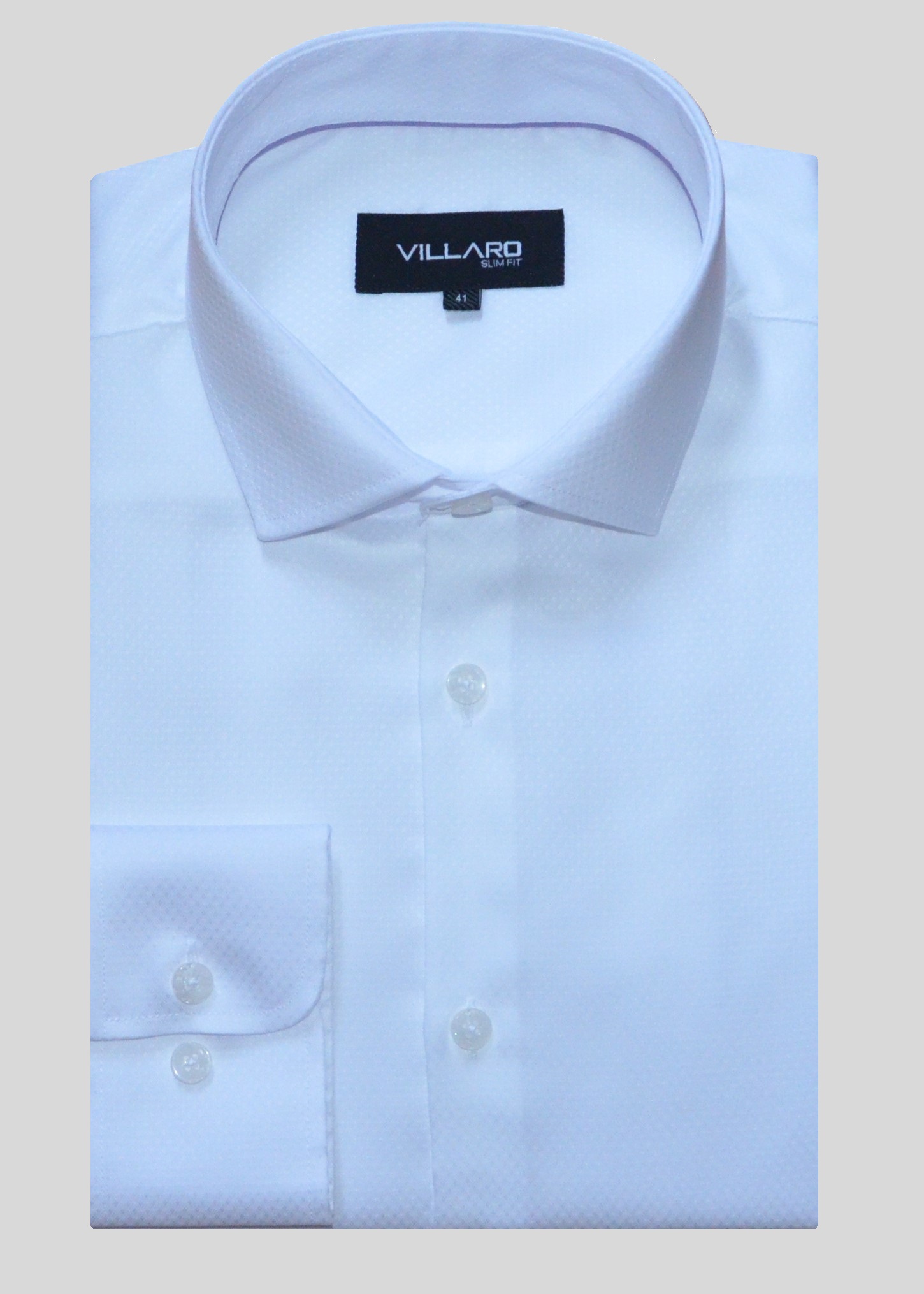 Pánská košile dlouhý rukáv VILLARO by MMER K030DSA Slim Fit Bílá Velikost: 42