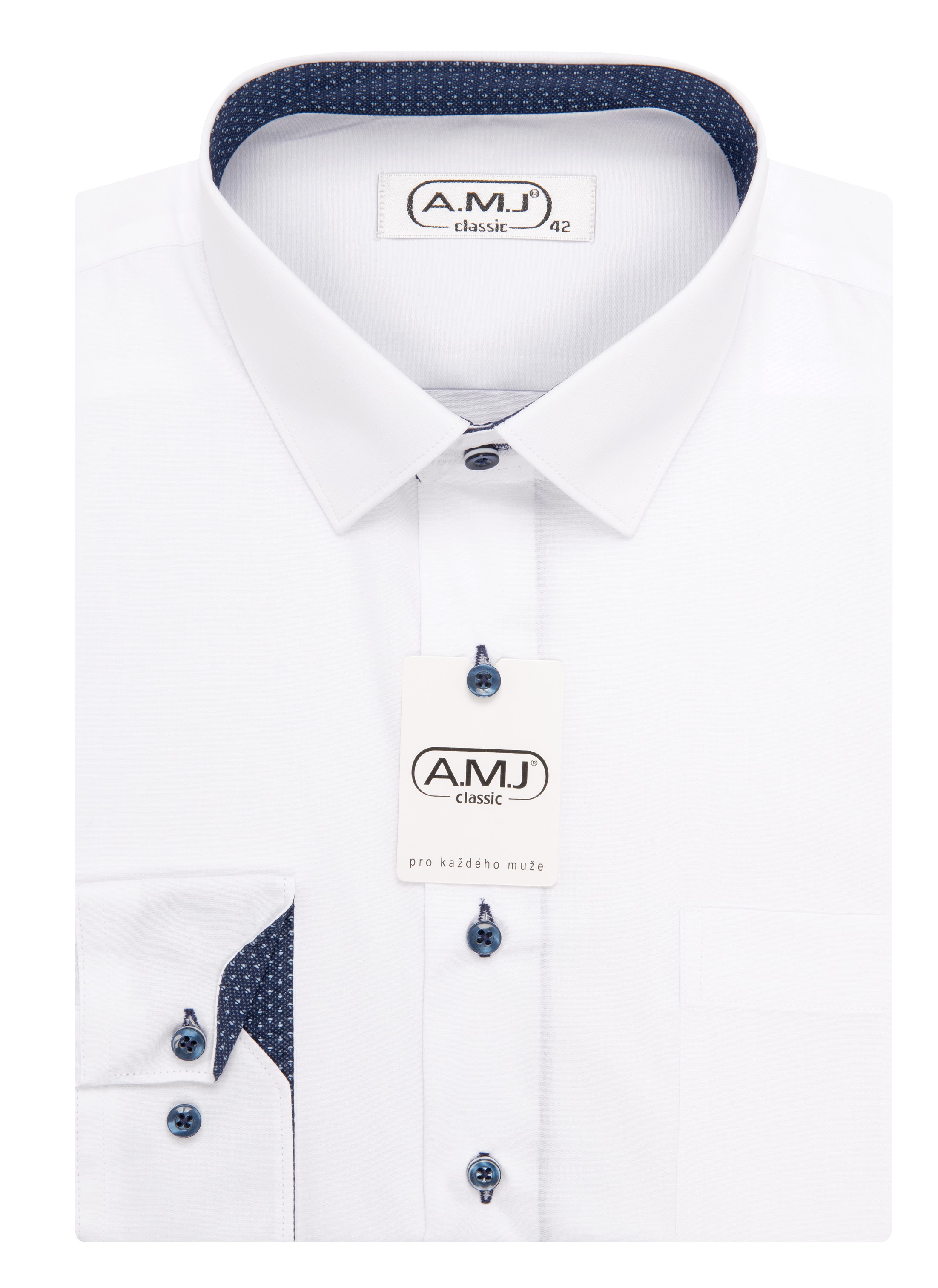 Pánská košile dlouhý rukáv AMJ JDR 018/45 Classic Fit Velikost: 47/48