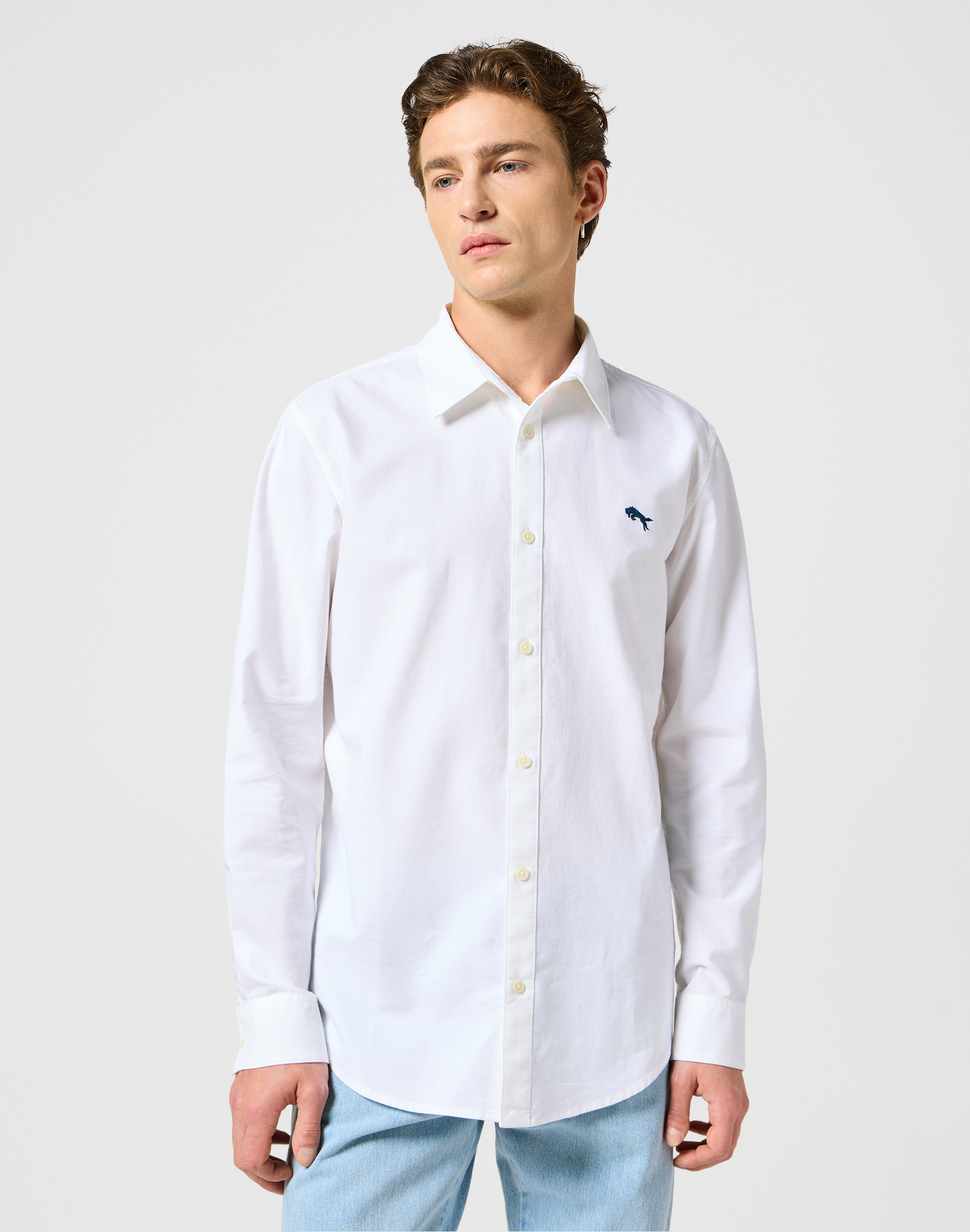 Pánská košile dlouhý rukáv WRANGLER 112350485 LS SHIRT White Oxford Velikost: S