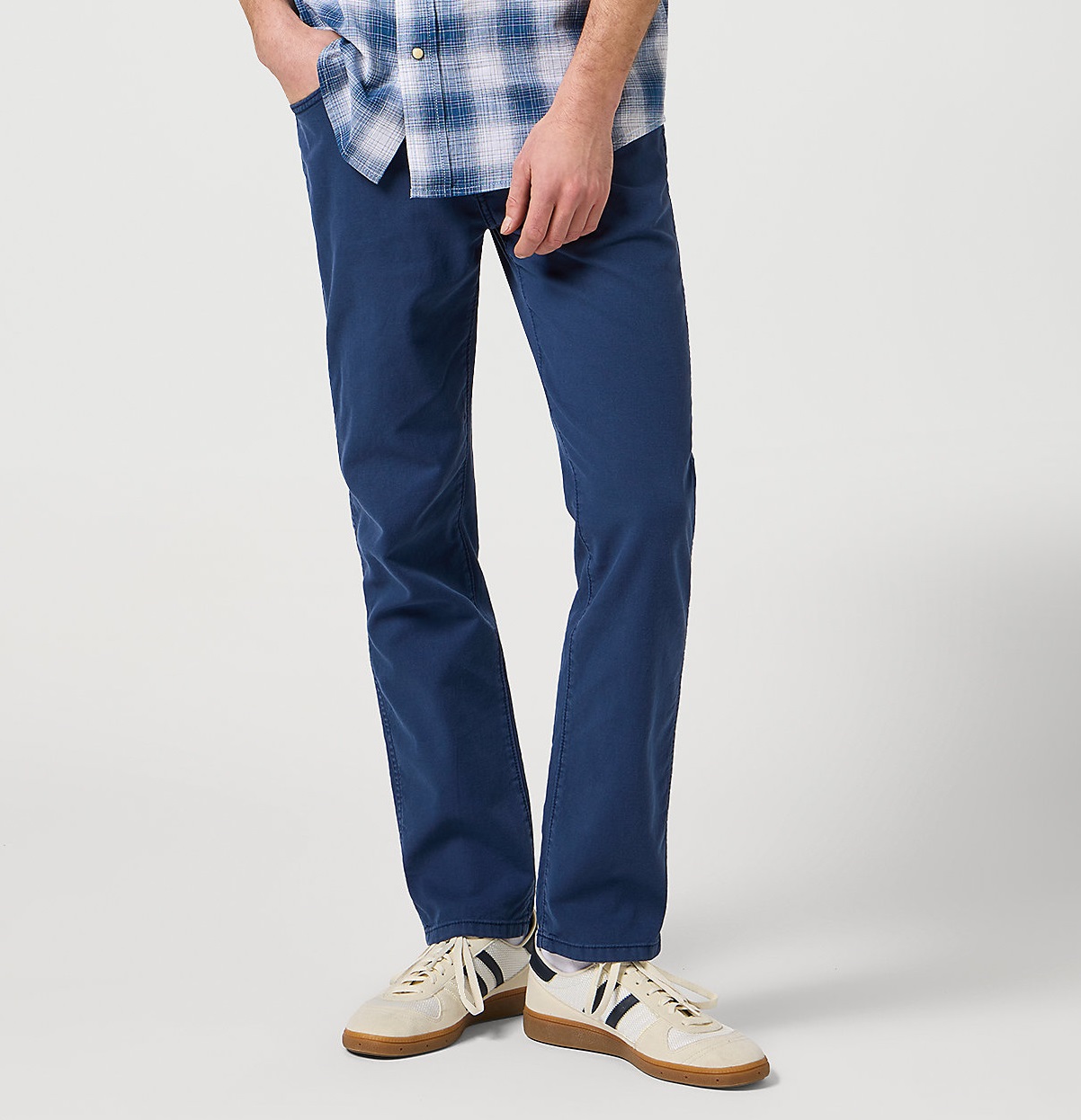 Pánské kalhoty se lnem WRANGLER 112368492 LARSTON Navy Velikost Pas/Délka: 30/30