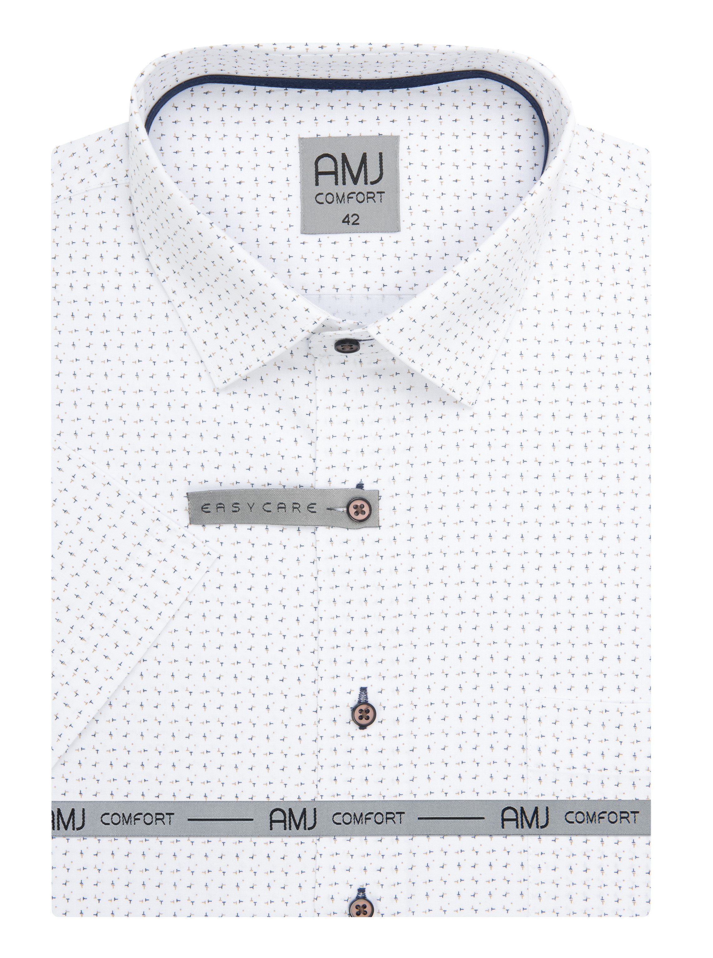 Pánská košile krátký rukáv AMJ VKSBR 1452 Slim Fit Comfort Velikost: 38